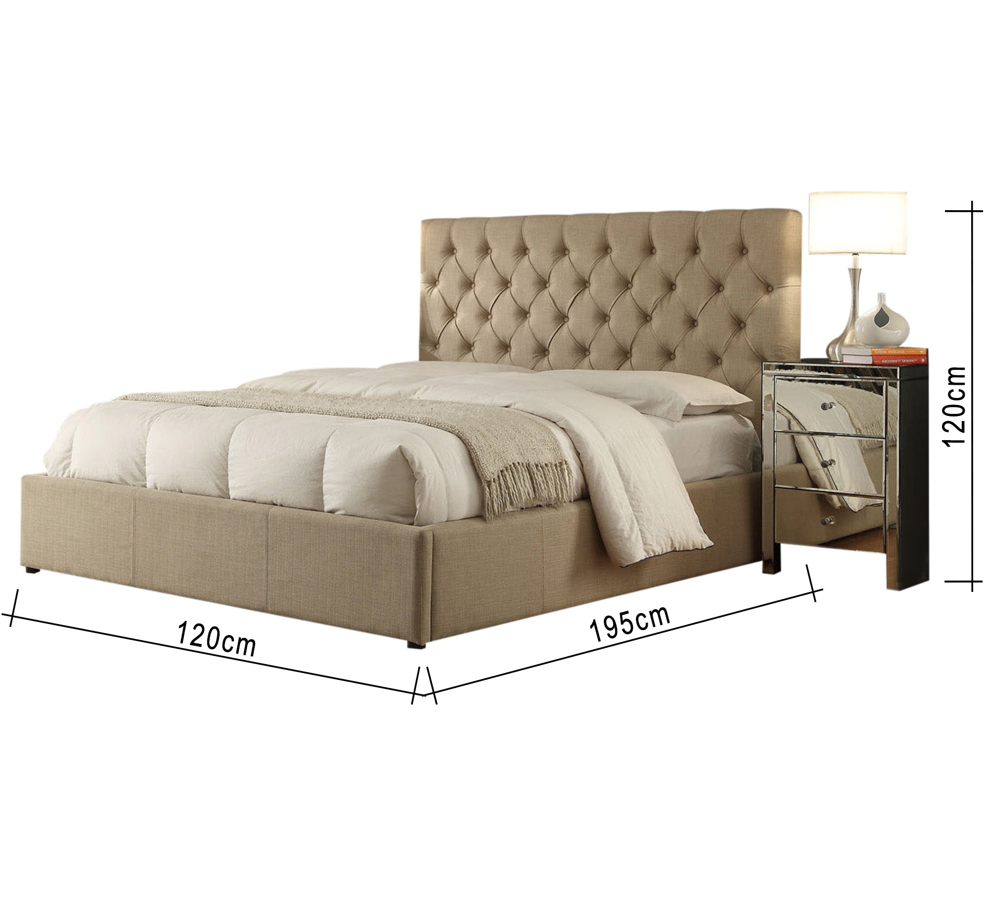 سرير بيج بمسند رأس كابتونيه فاخر