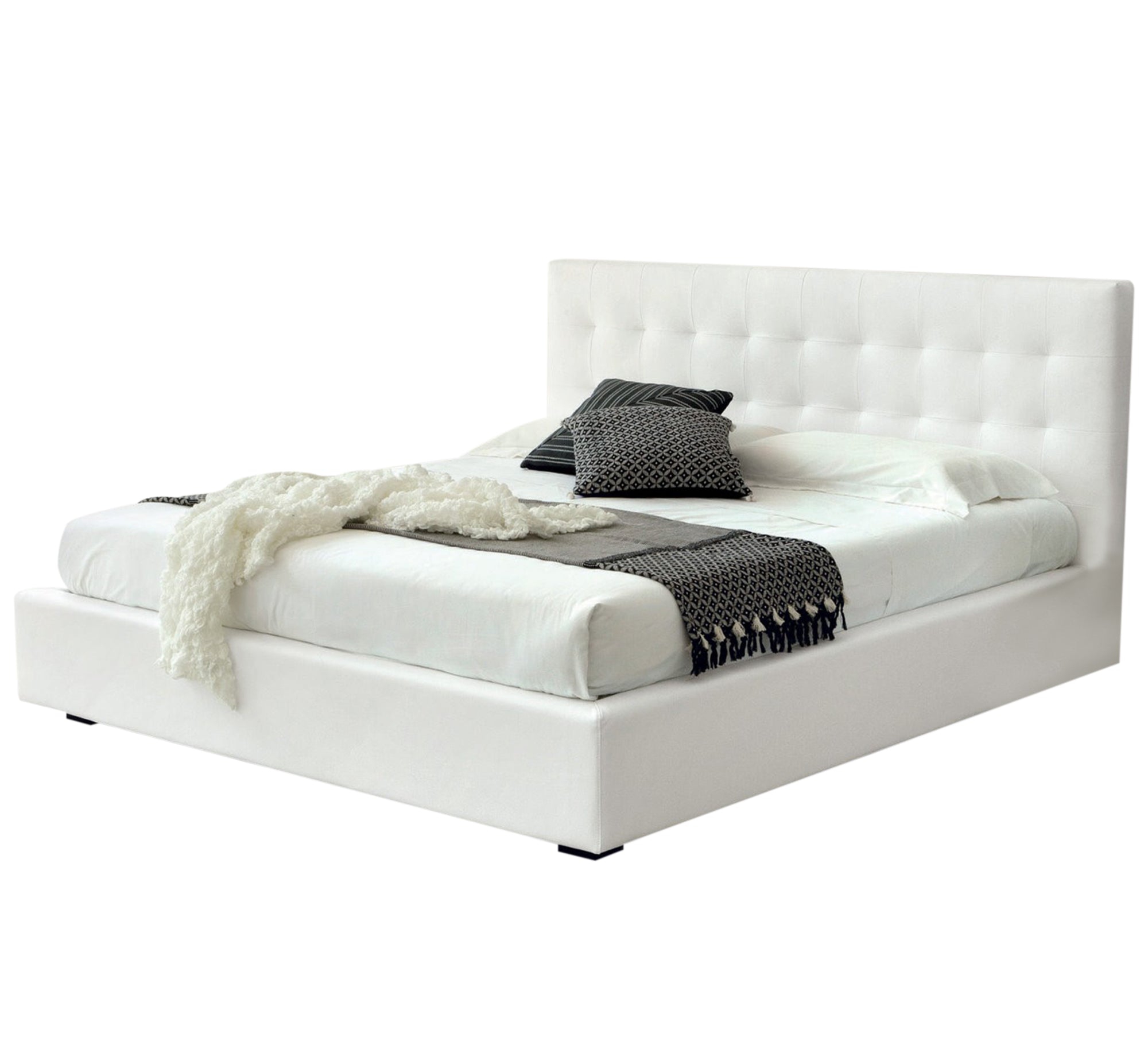 سرير أبيض بتصميم كابتونيه بسيط وعصري