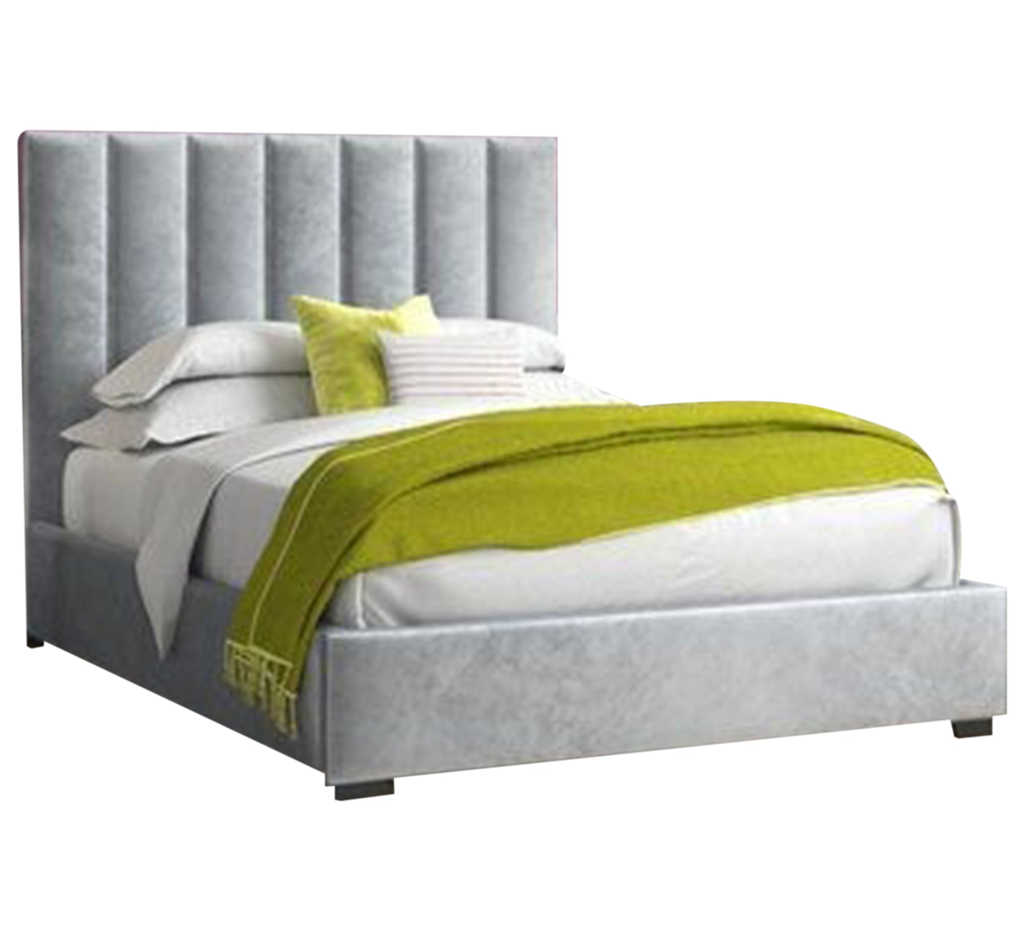 سرير رمادي بتصميم عمودي أنيق