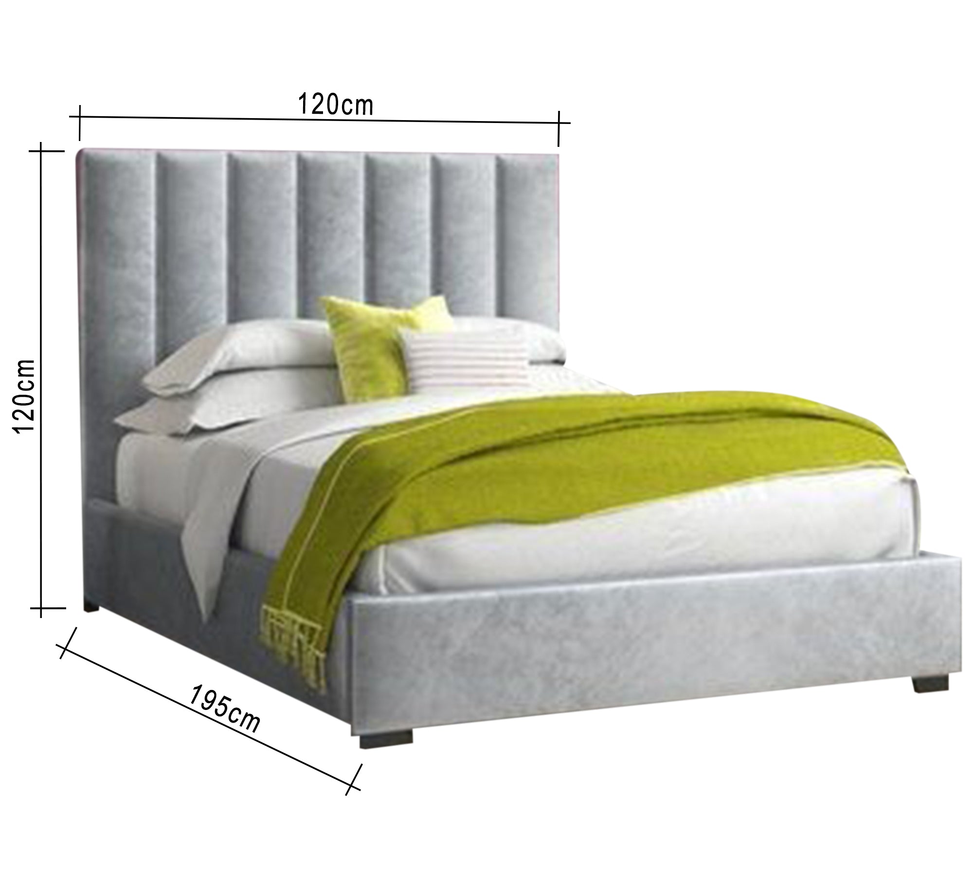 سرير رمادي بتصميم عمودي أنيق