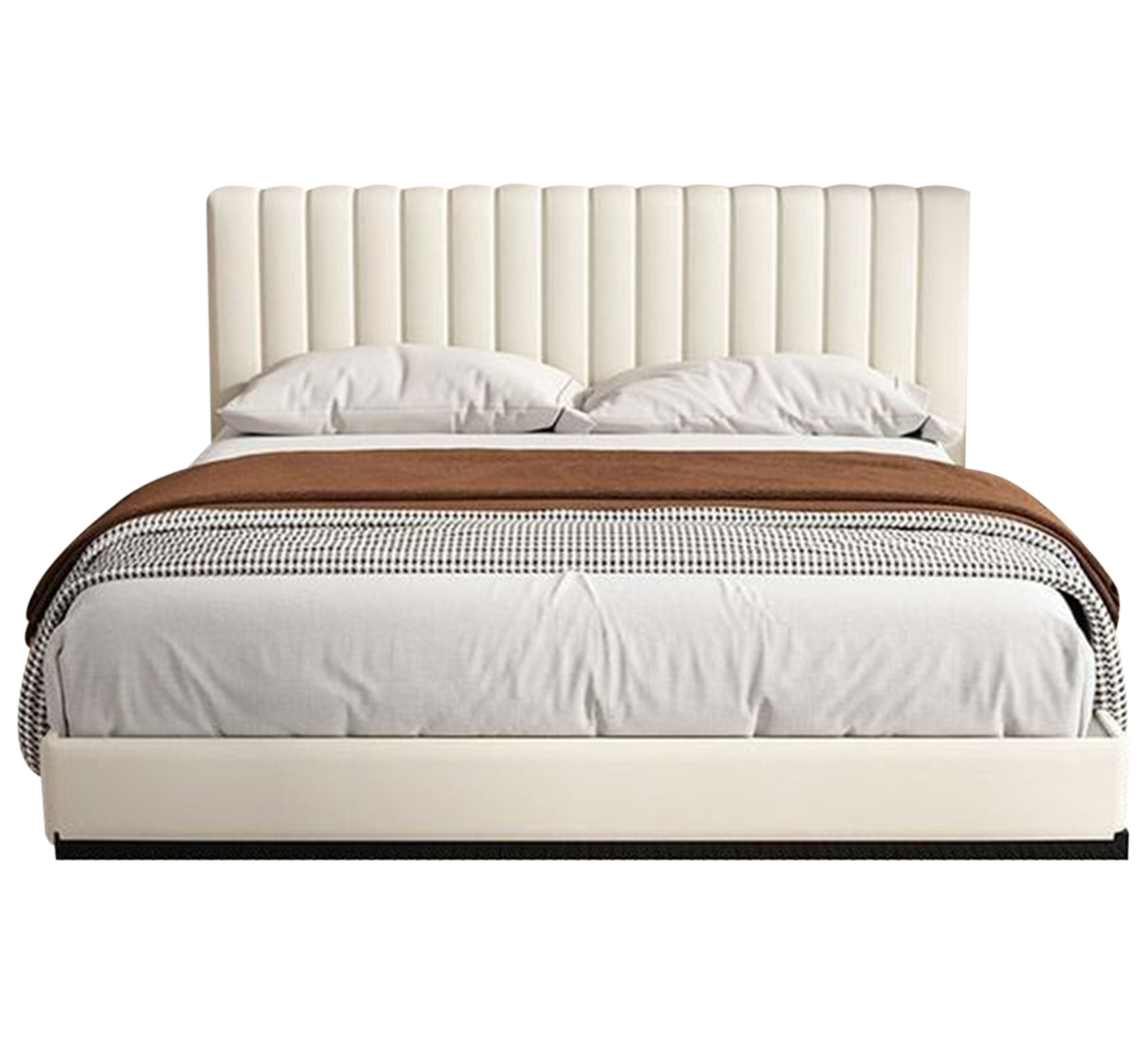 Light beige bed with an elegant vertical design