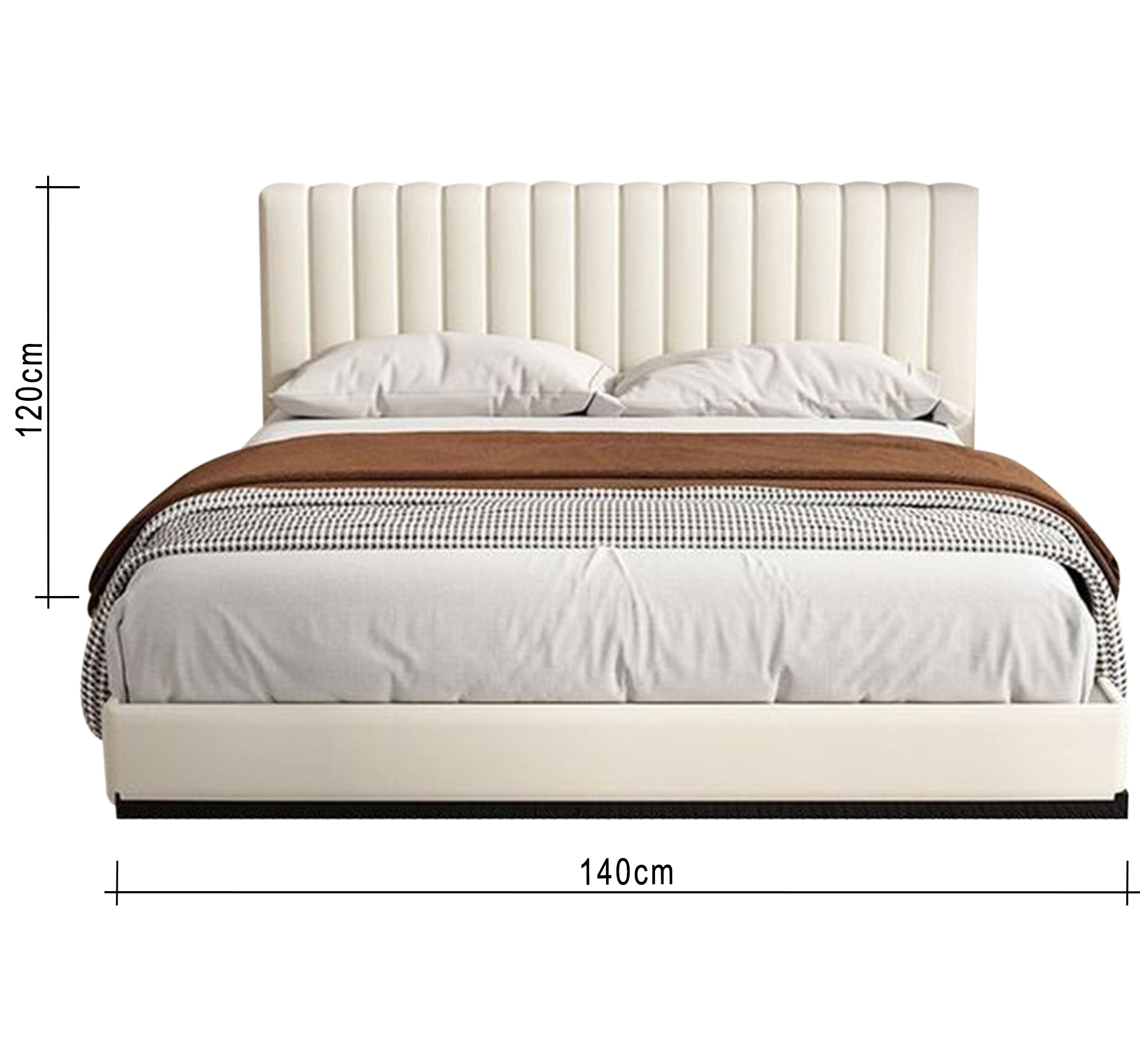 Light beige bed with an elegant vertical design