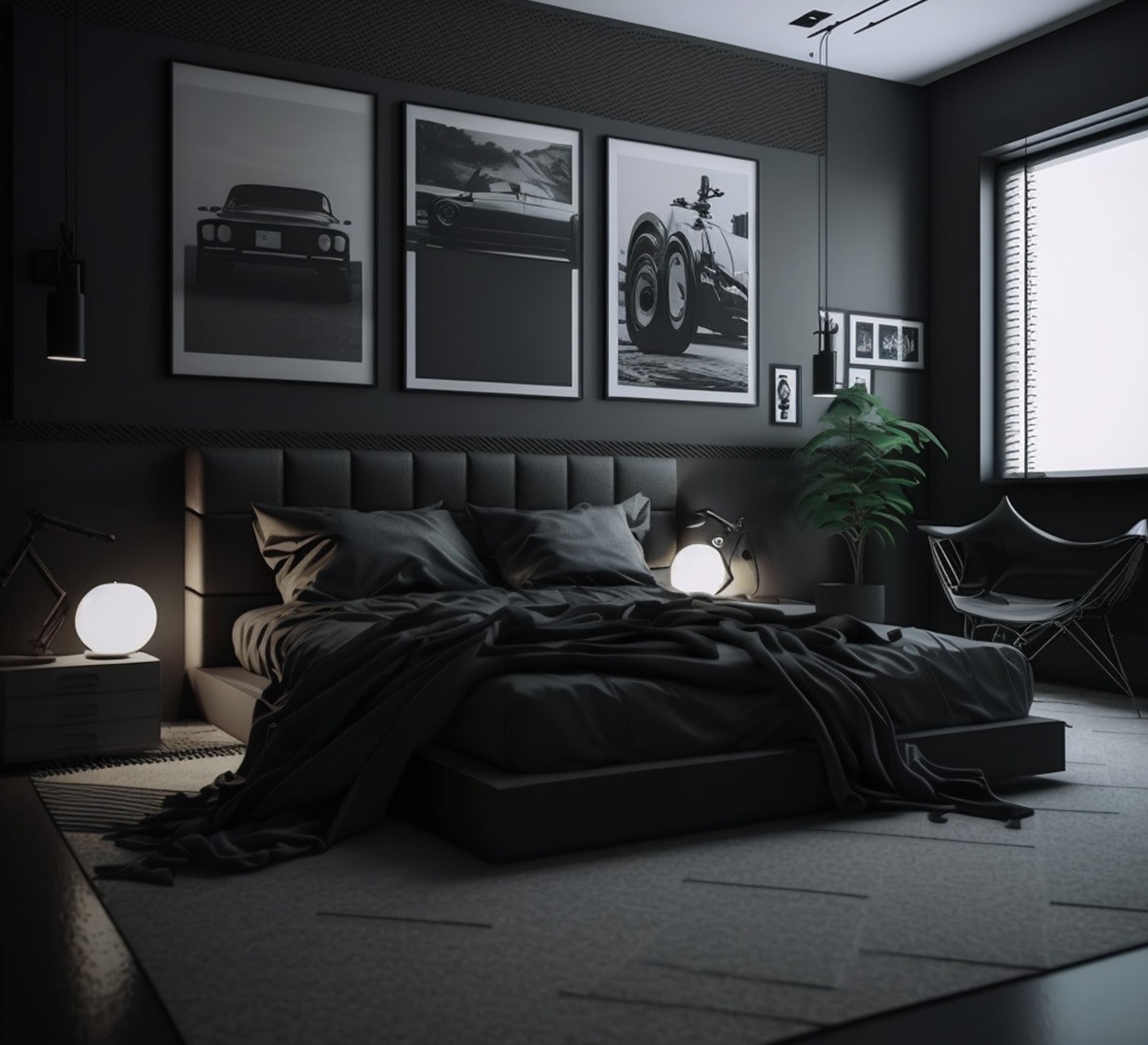 سرير أسود فخامة بأناقة تصميم عصري