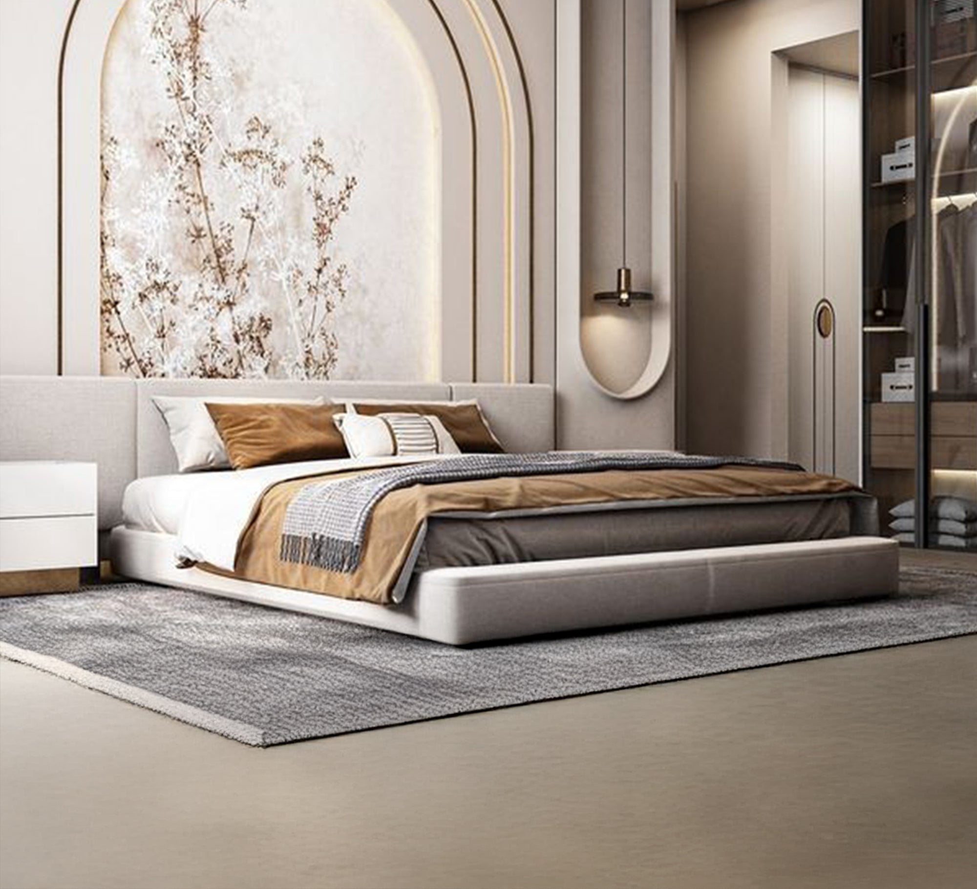 سرير عصري بفخامة هادئة وأنيقة ومريحة