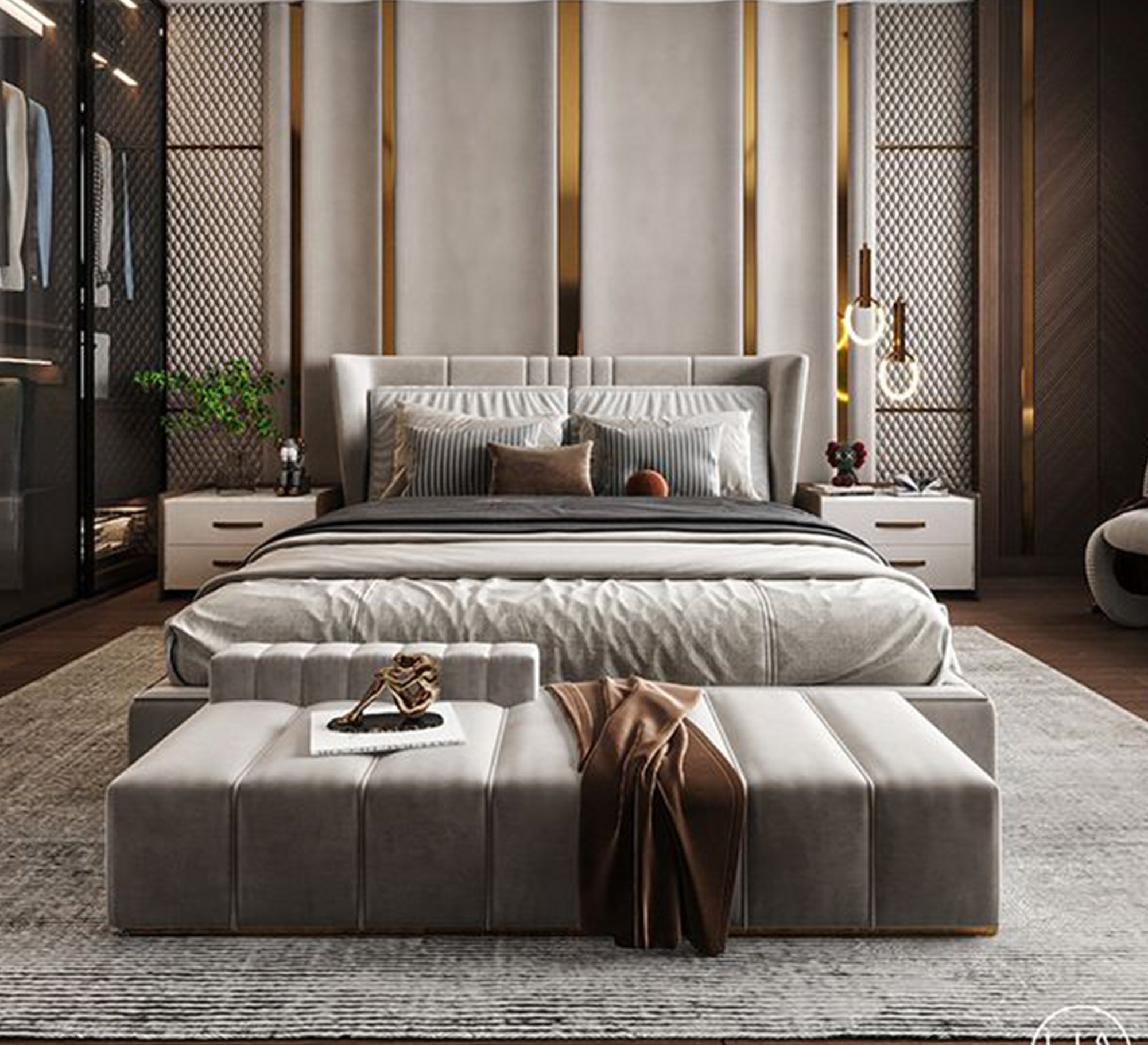 سرير أنيق وعصري وفخم