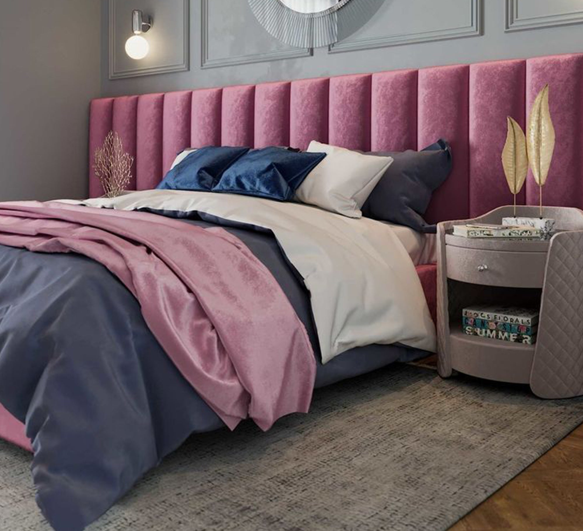 سرير أنيق عصري بألوان جريئة