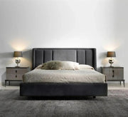 سرير عصري أنيق فاخر داكن ومريح