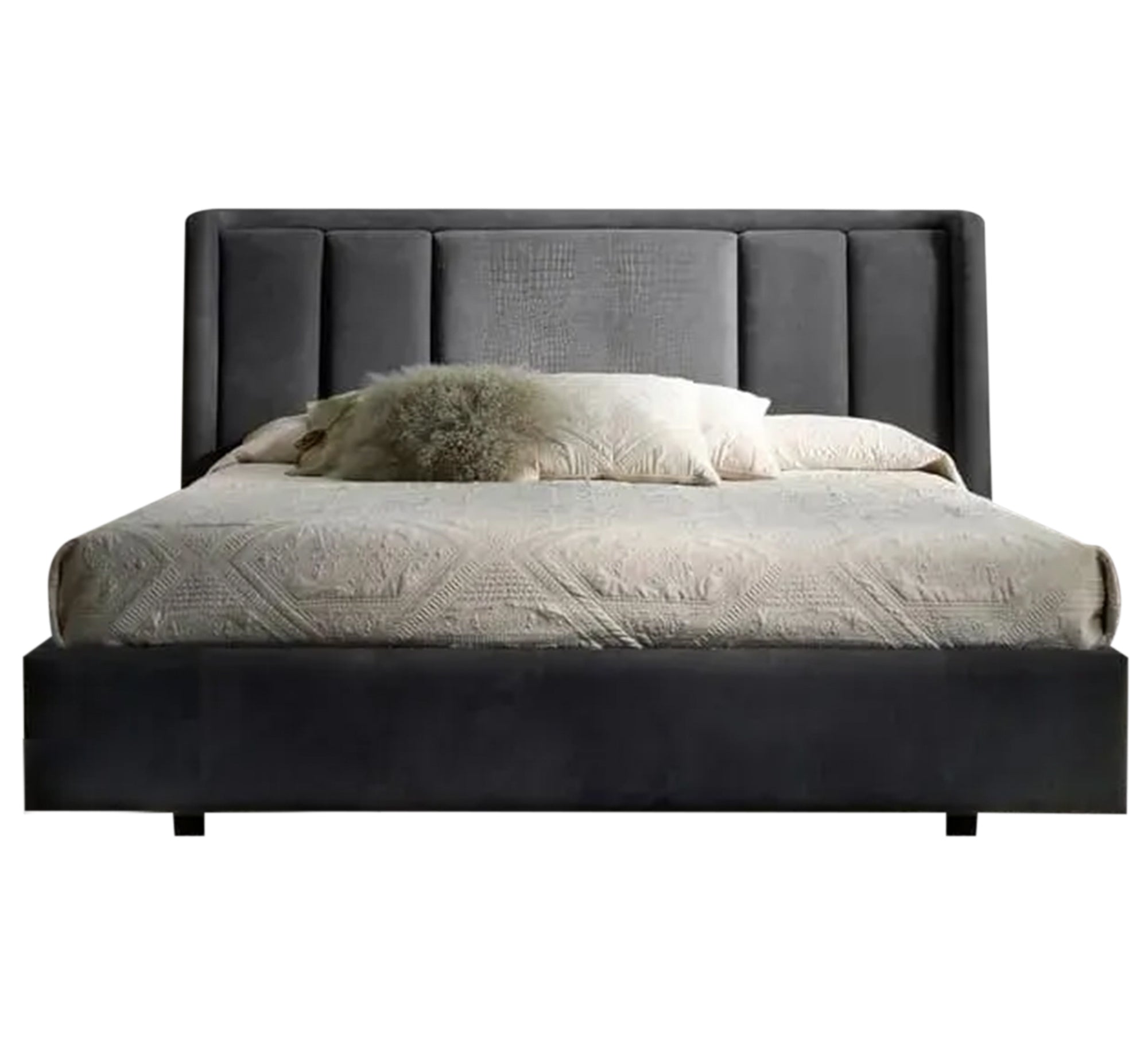 سرير عصري أنيق فاخر داكن ومريح