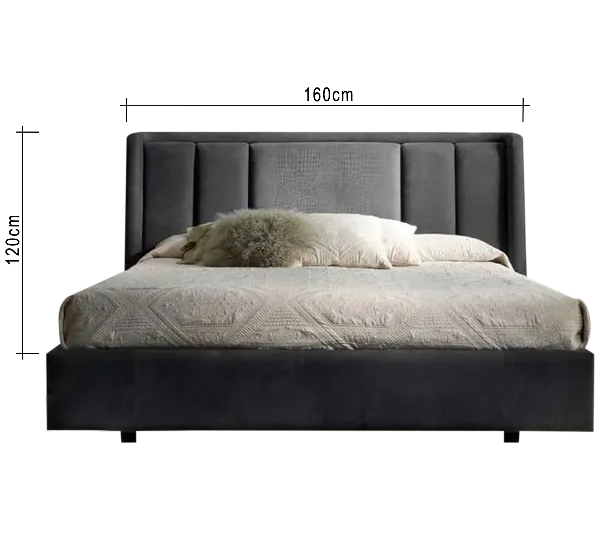 سرير عصري أنيق فاخر داكن ومريح