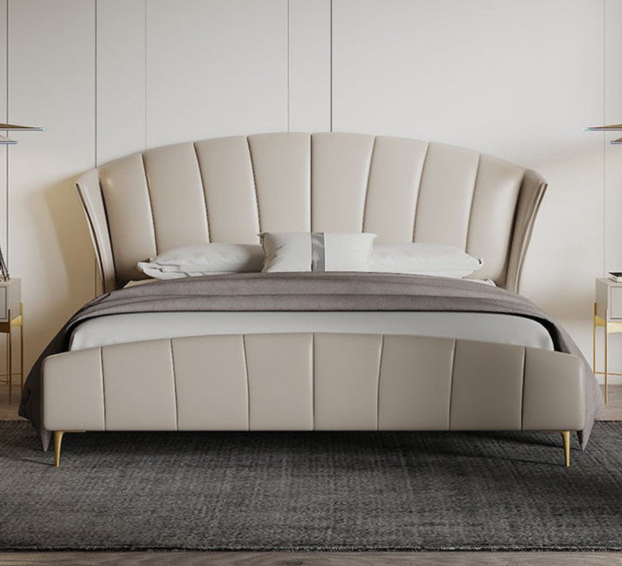 سرير فاخر بتصميم صدفة عصري ومريح