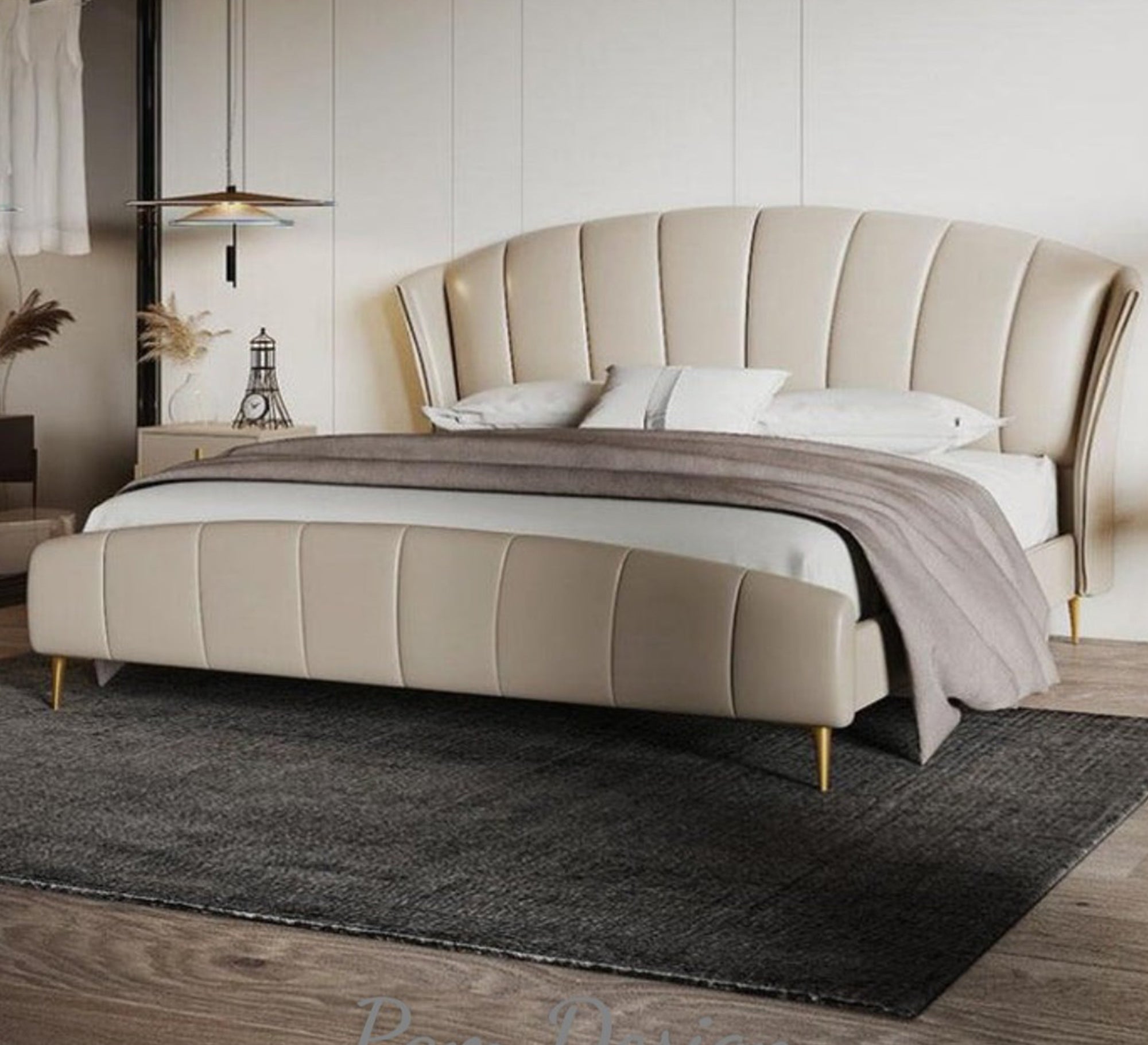 سرير فاخر بتصميم صدفة عصري ومريح