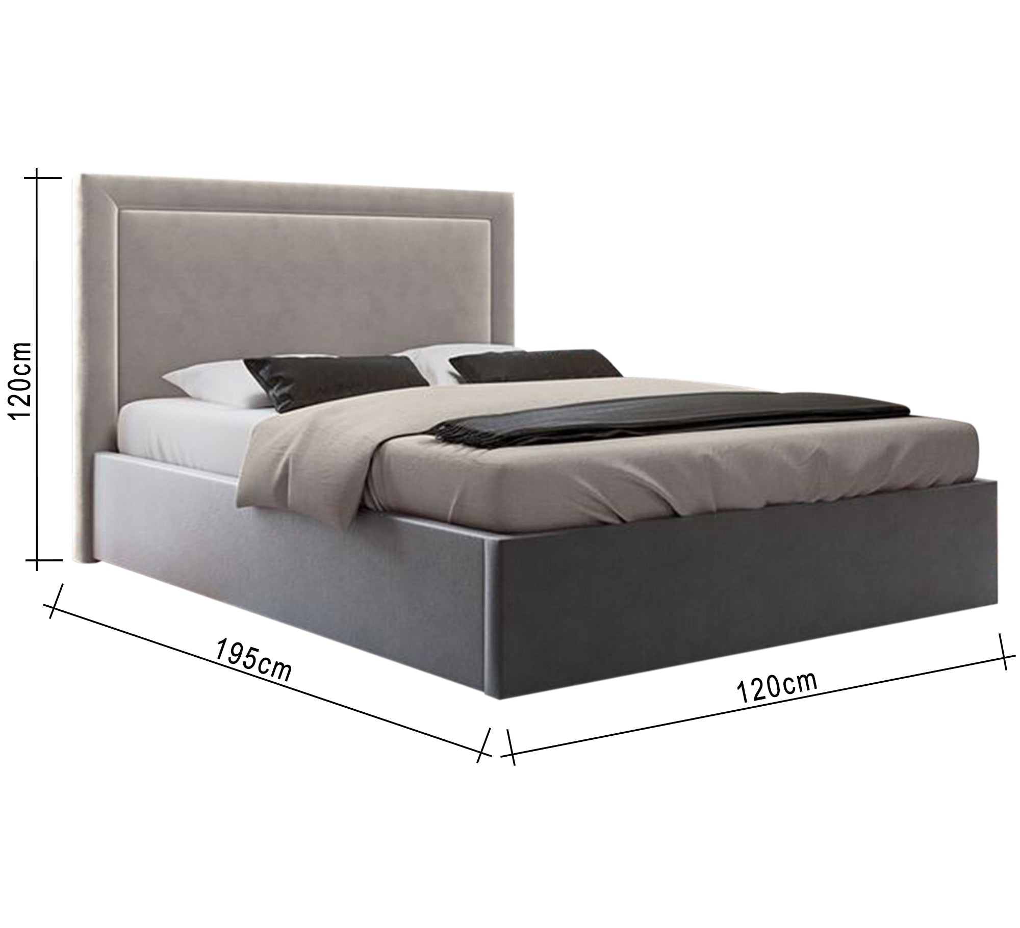 سرير عصري برأس مضيء وأناقة رمادية