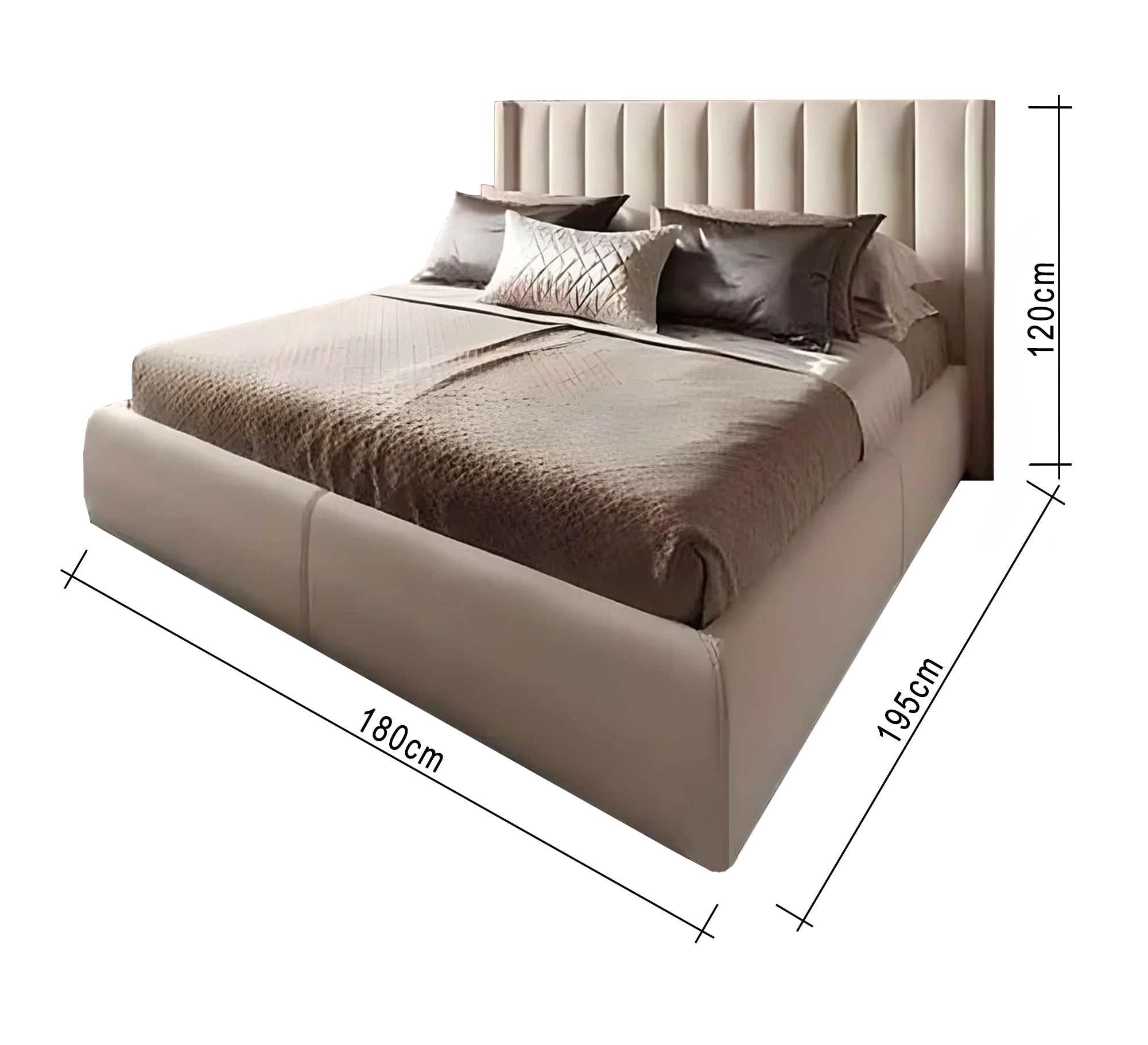 سرير بيج فاخر برأس مبطن وأناقة عصرية