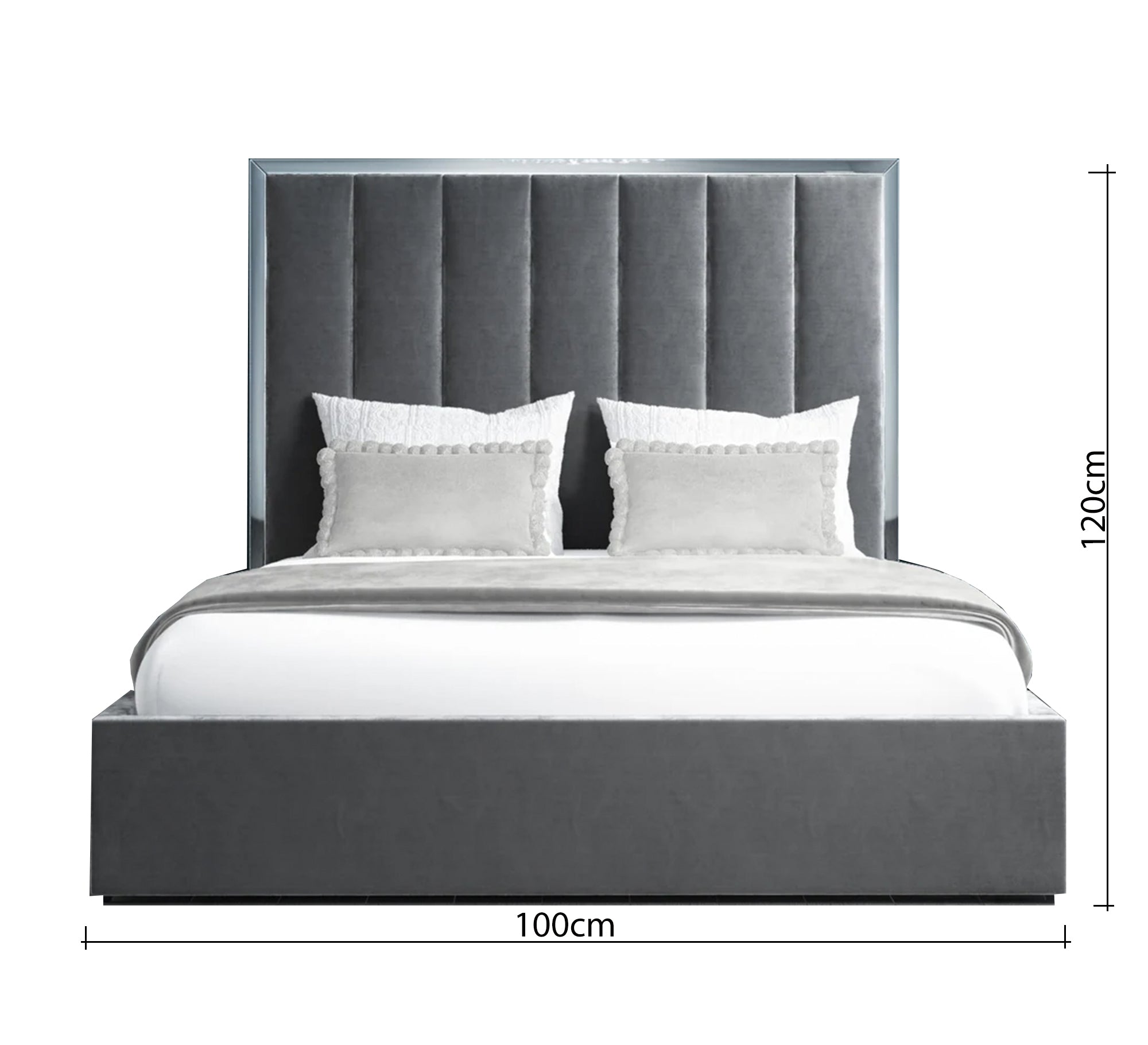 سرير رمادي فاخر برأس مبطن ولمسة عصرية