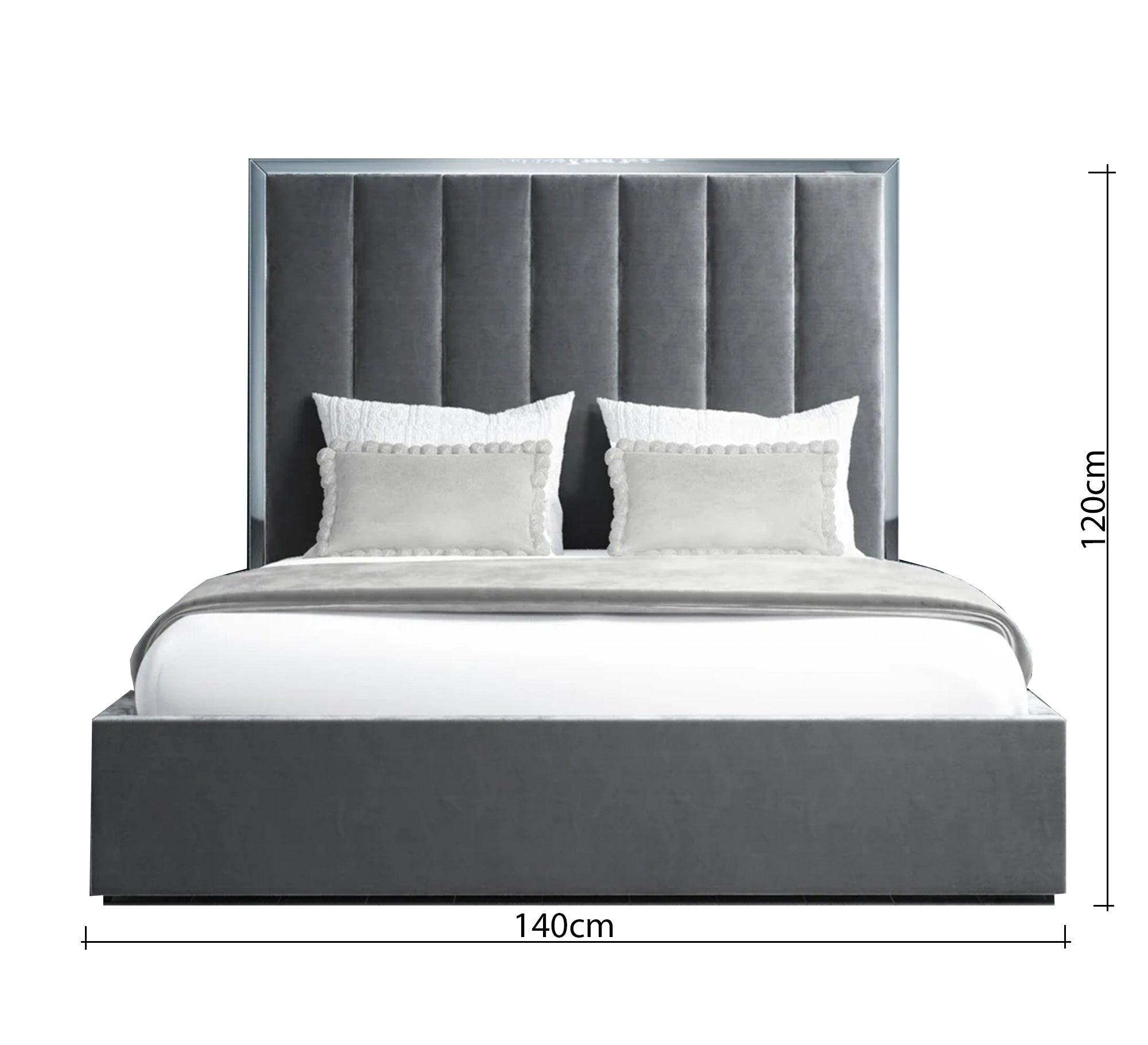 سرير رمادي فاخر برأس مبطن ولمسة عصرية