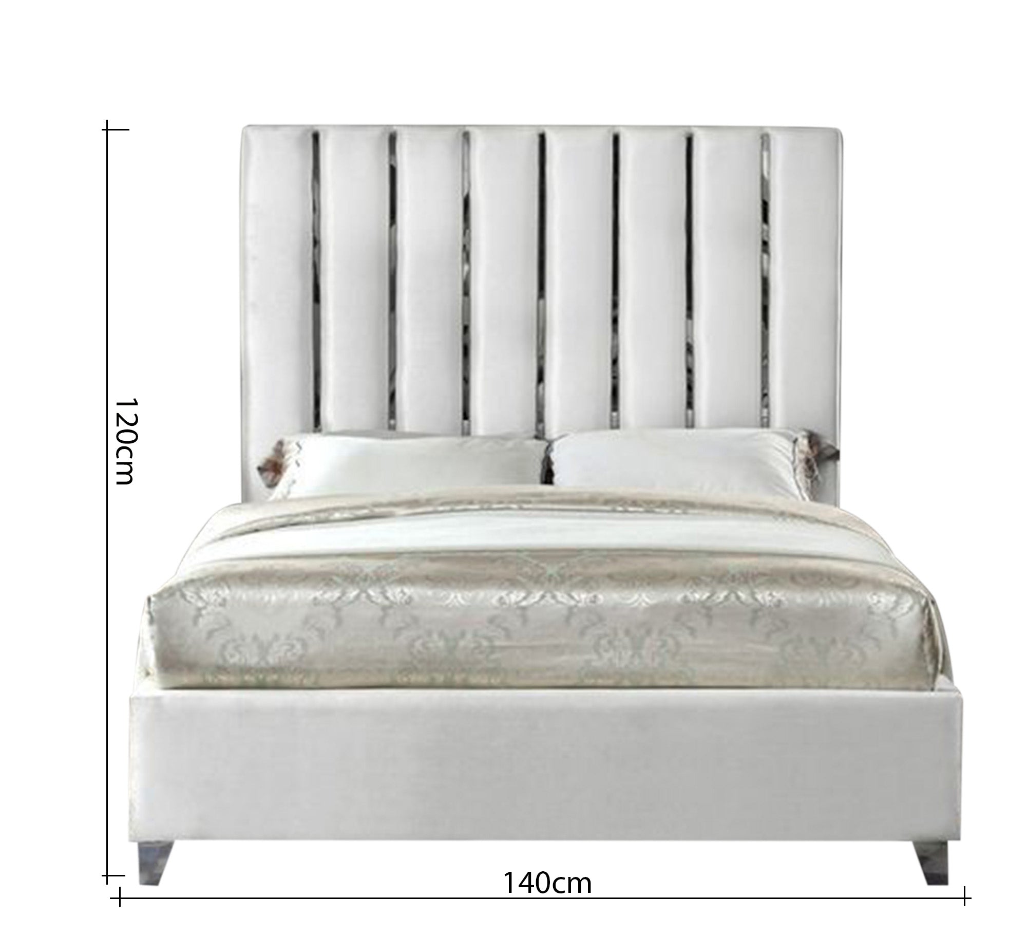 سرير أوف وايت برأس عمودي وفخامة عصرية