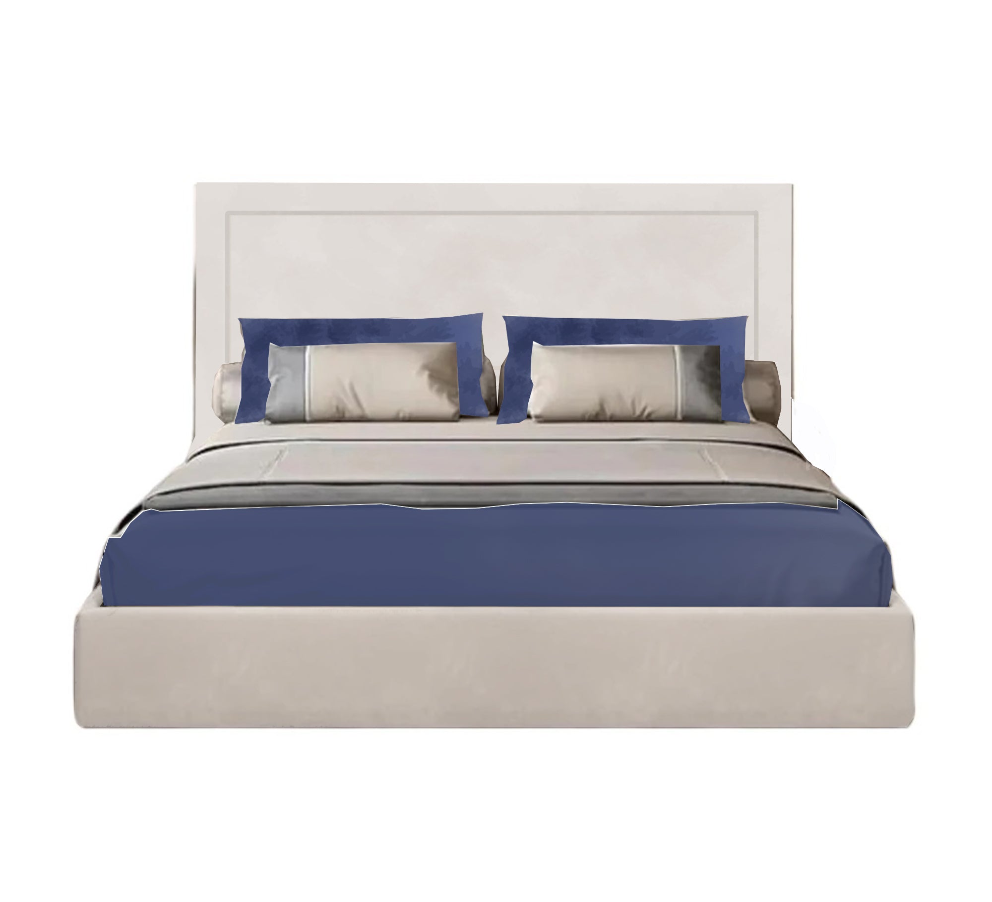 سرير بيج بسيط بتصميم أنيق وراحة معاصرة