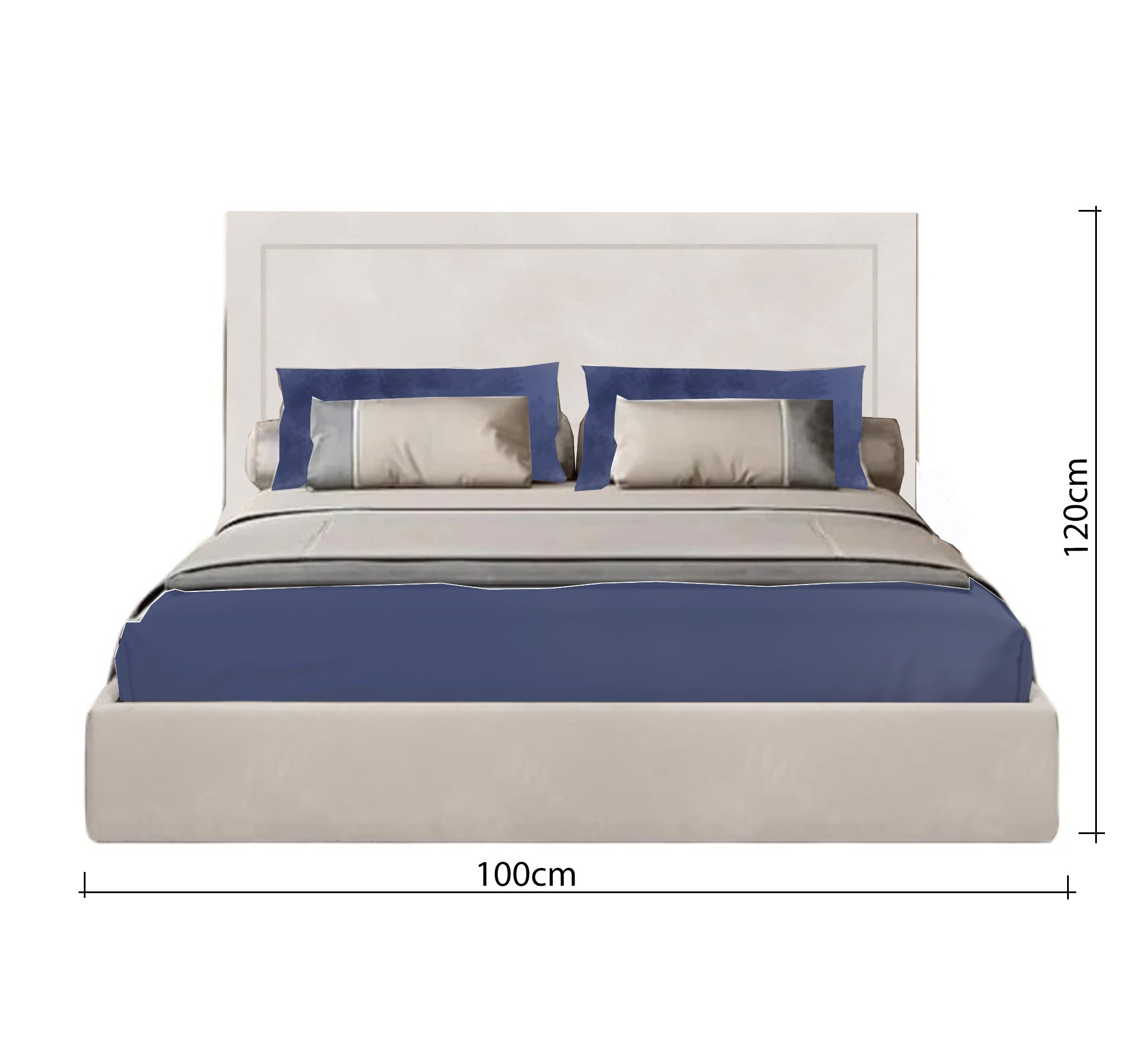 سرير بيج بسيط بتصميم أنيق وراحة معاصرة