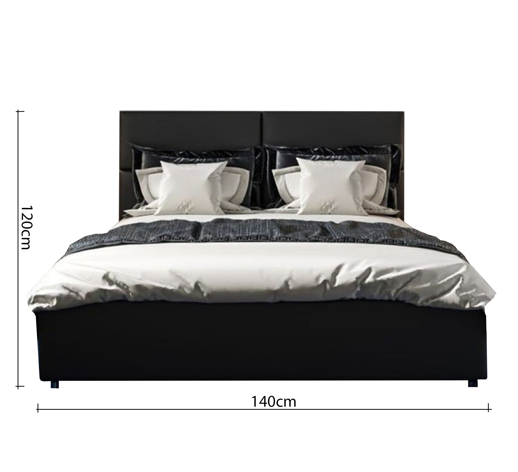 سرير أسود أنيق برأس مبطن وراحة عصرية