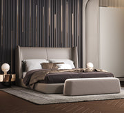 سرير بيج رأس مرتفع وفخامة معاصرة أنيقة