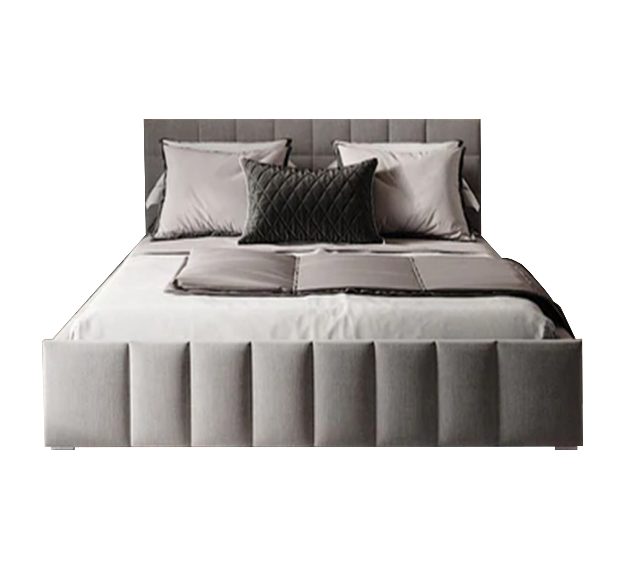 سرير رمادي بتصميم حديث وراحة فاخرة