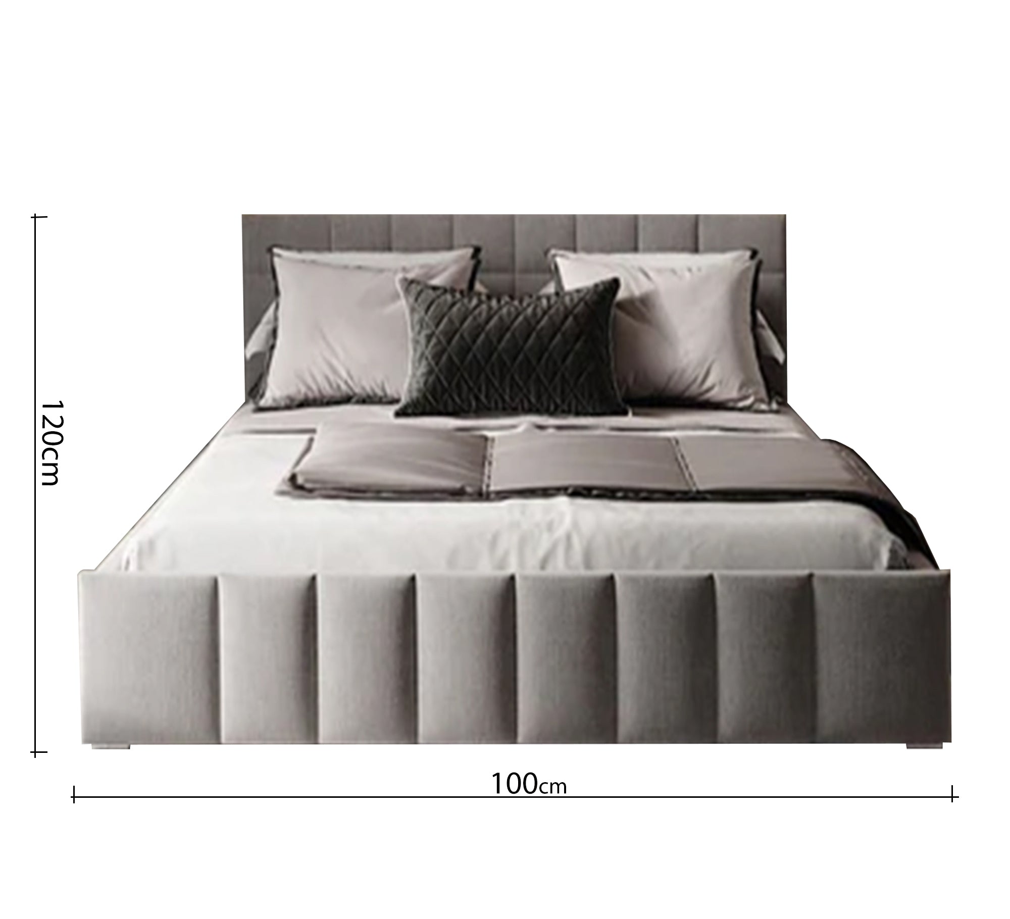 سرير رمادي بتصميم حديث وراحة فاخرة