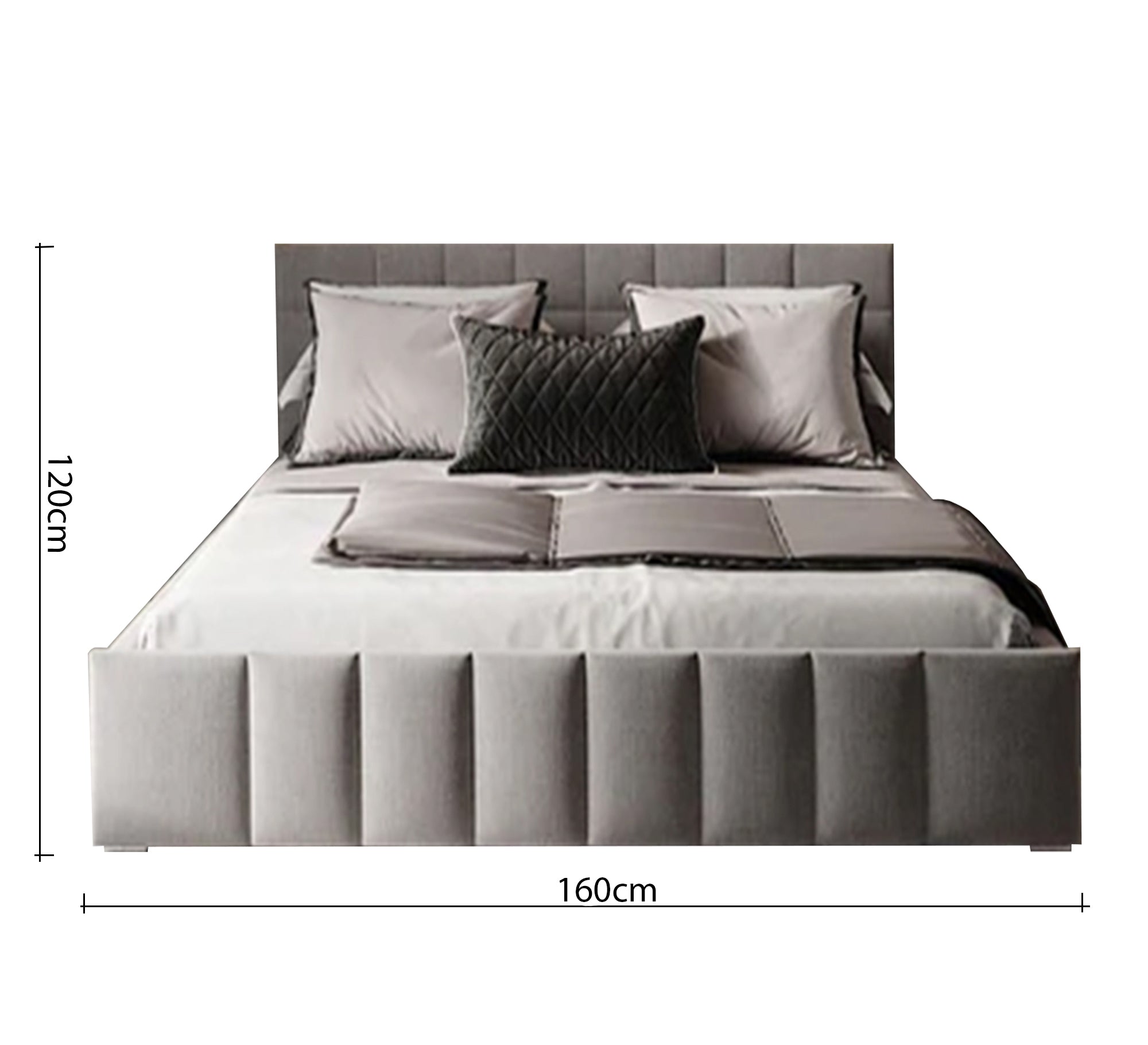 سرير رمادي بتصميم حديث وراحة فاخرة