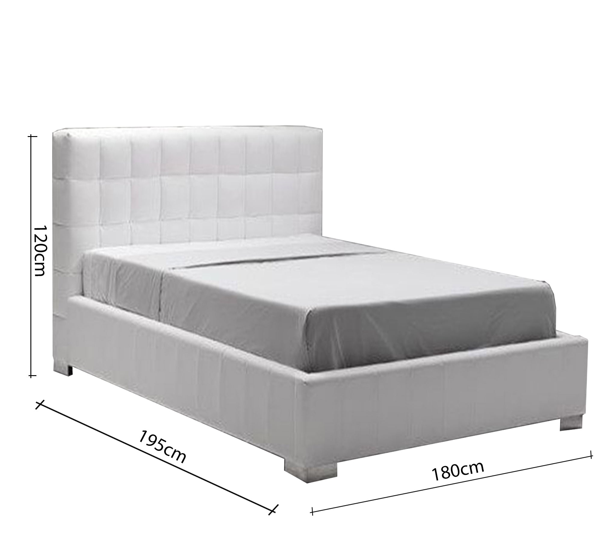 سرير أبيض بتنجيد مربعات وأناقة بسيطة