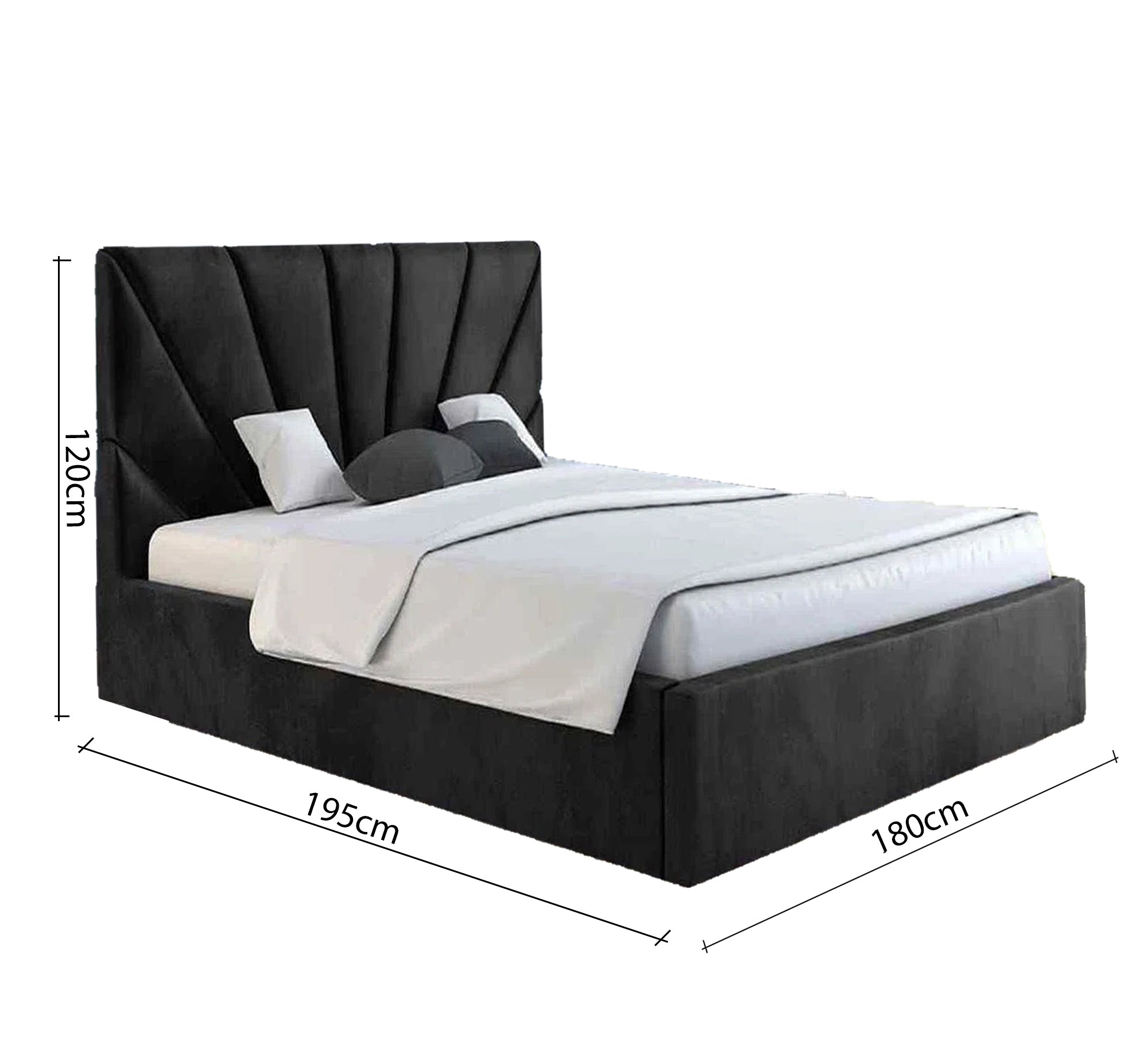 سرير أسود برأس مروحي وأناقة درامية