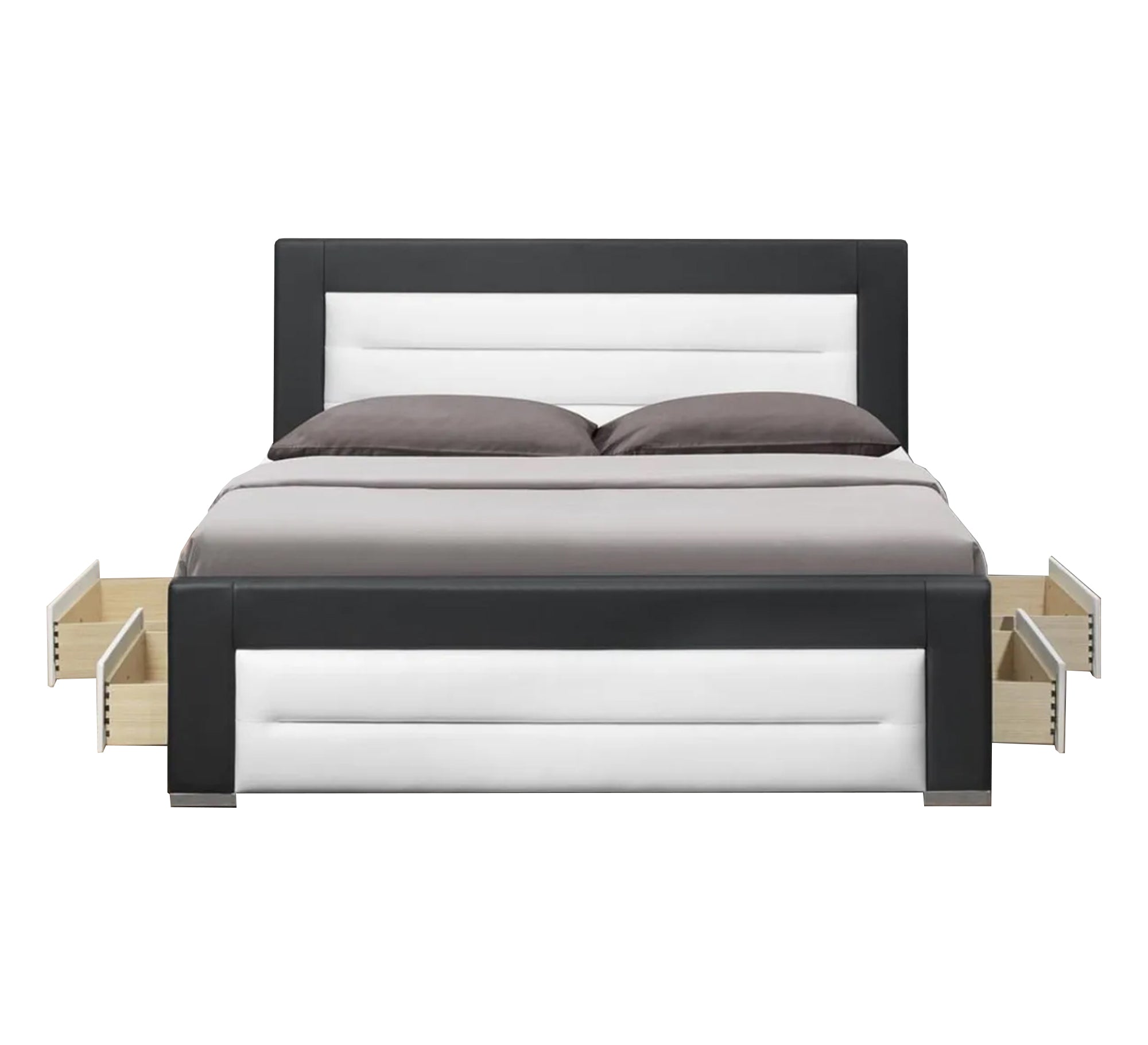 سرير أسود وأبيض بتصميم عصري