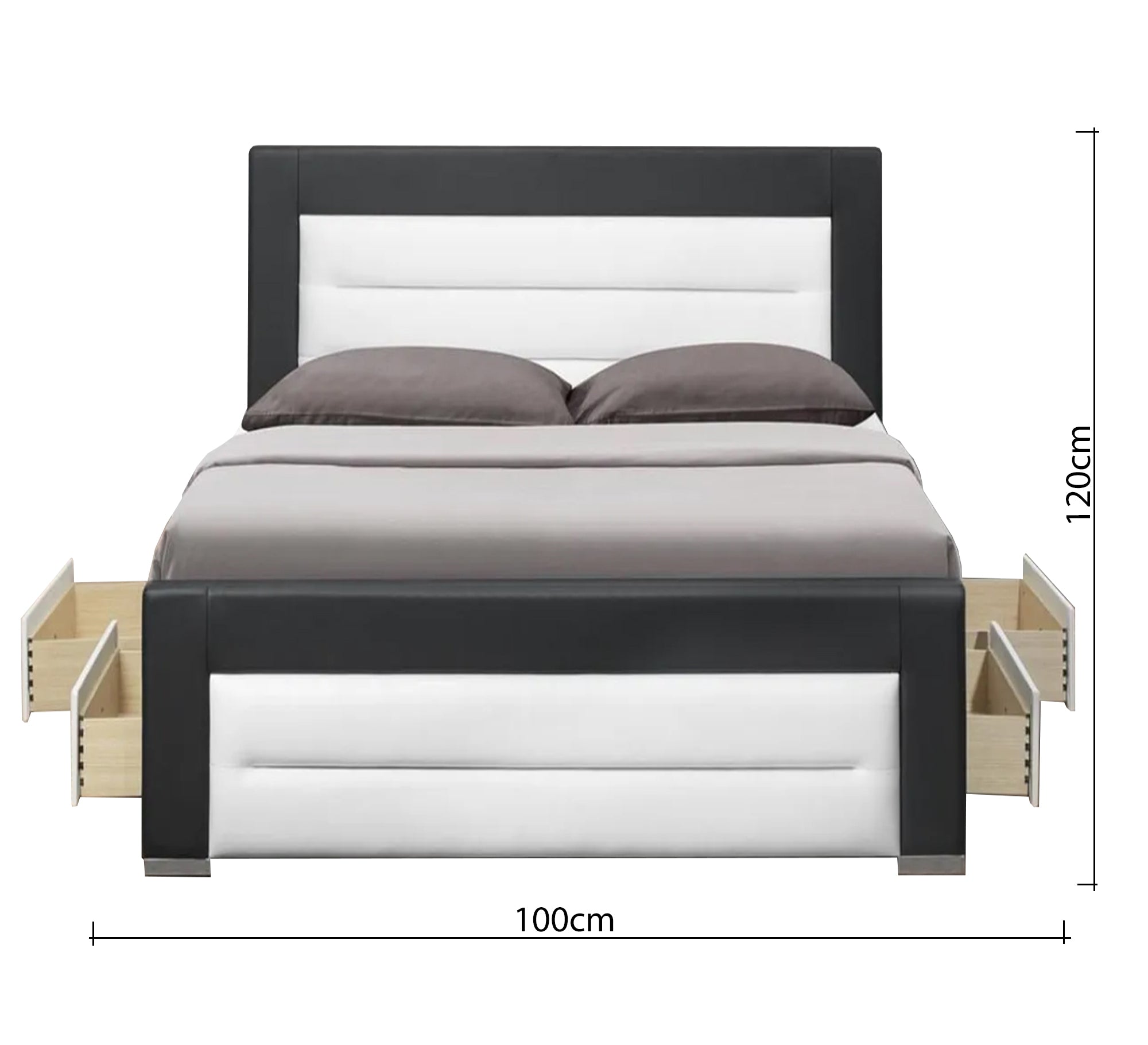 سرير أسود وأبيض بتصميم عصري