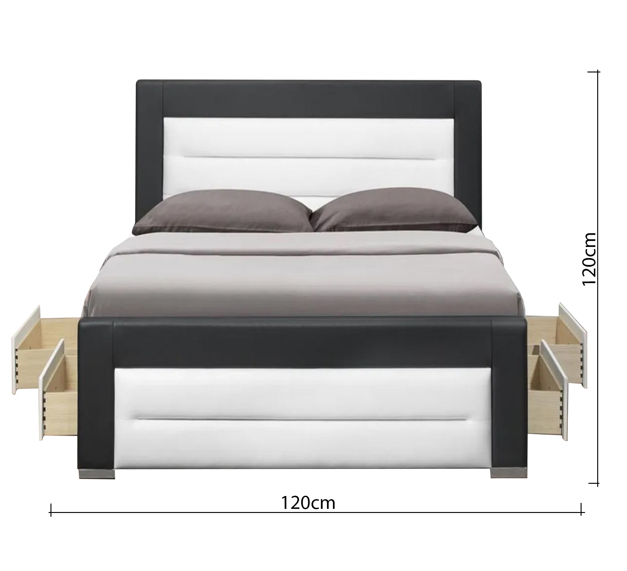 سرير أسود وأبيض بتصميم عصري