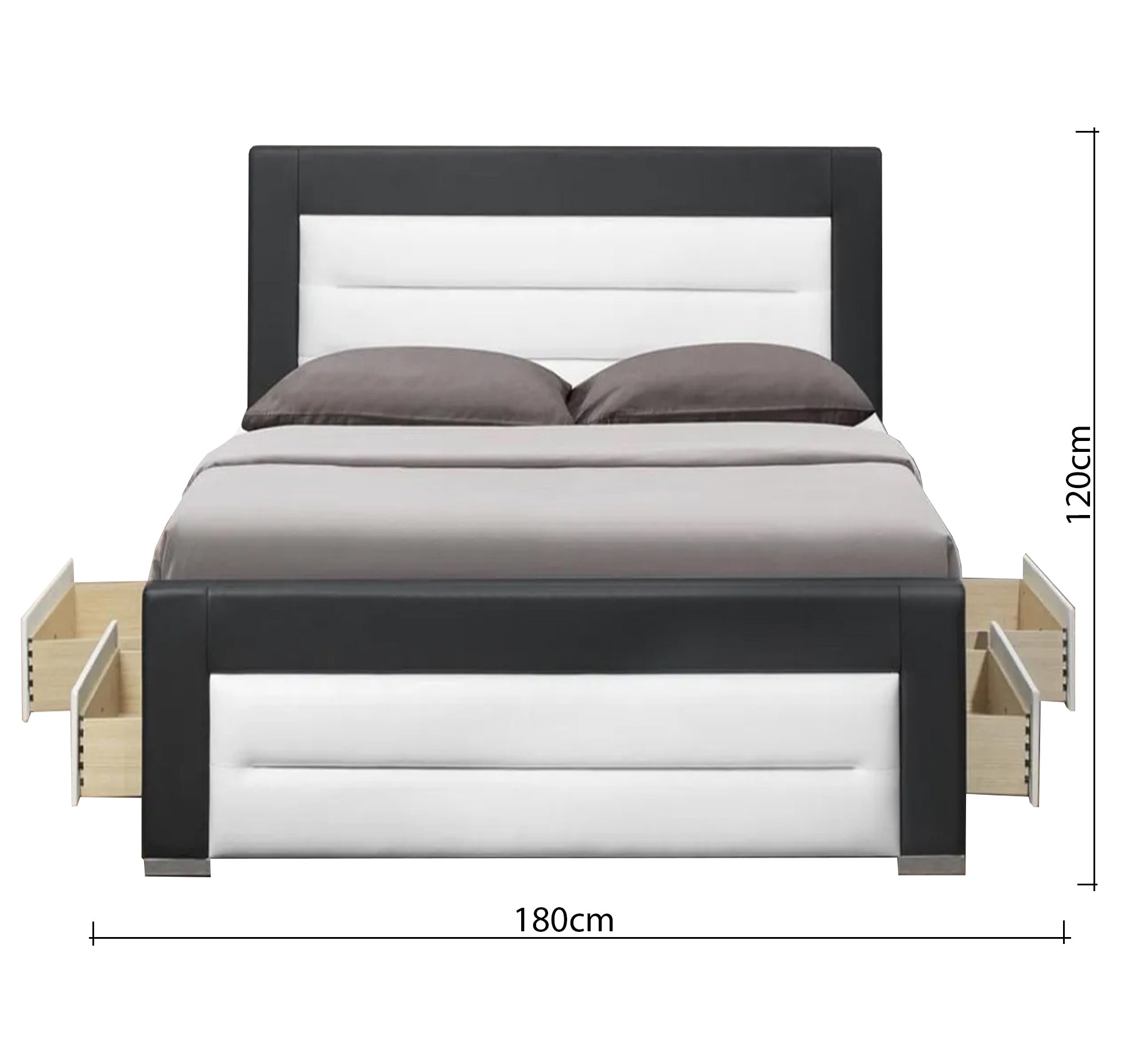 سرير أسود وأبيض بتصميم عصري