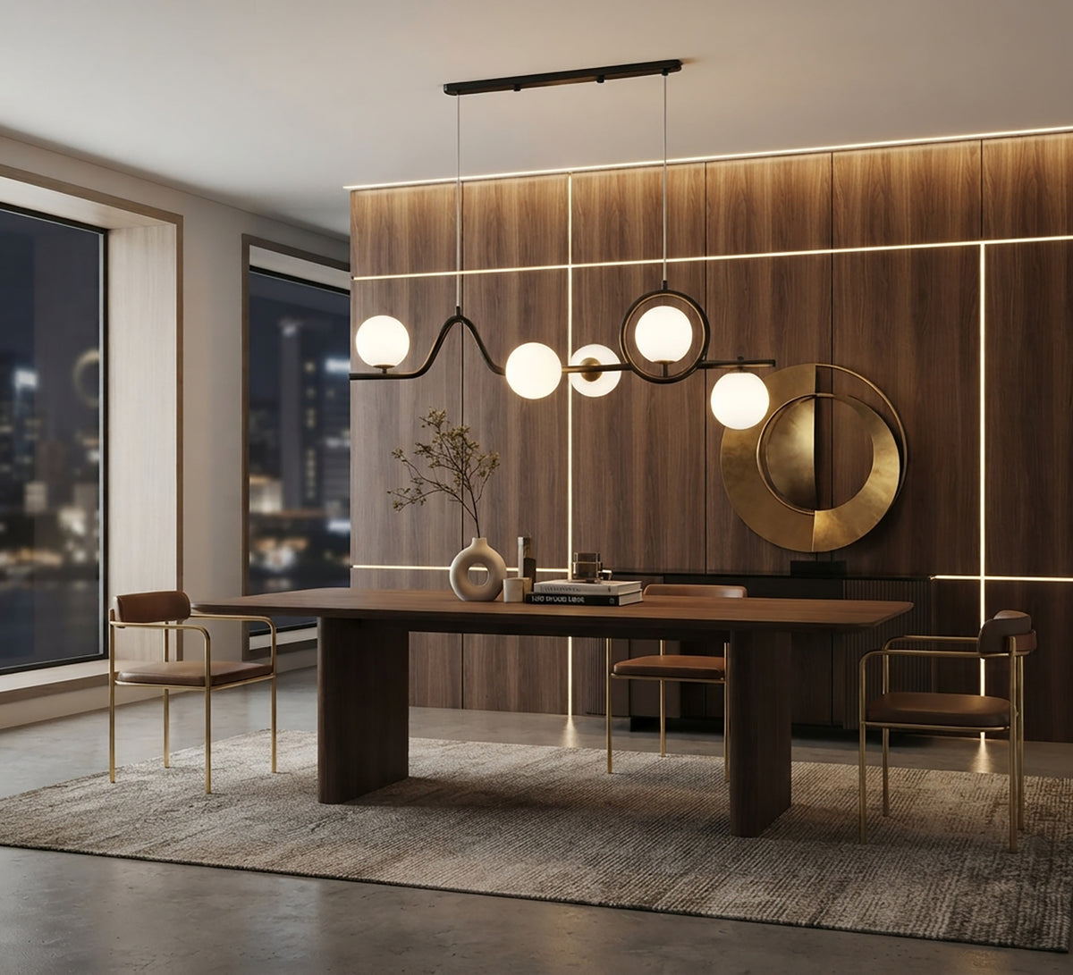 Black linear chandelier