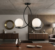 Dual-tier black ceiling chandelier (wavy design)
