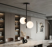 Two-globe vertical chandelier