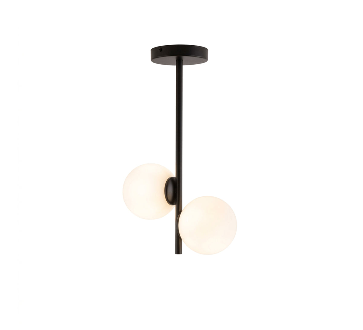 Two-globe vertical chandelier
