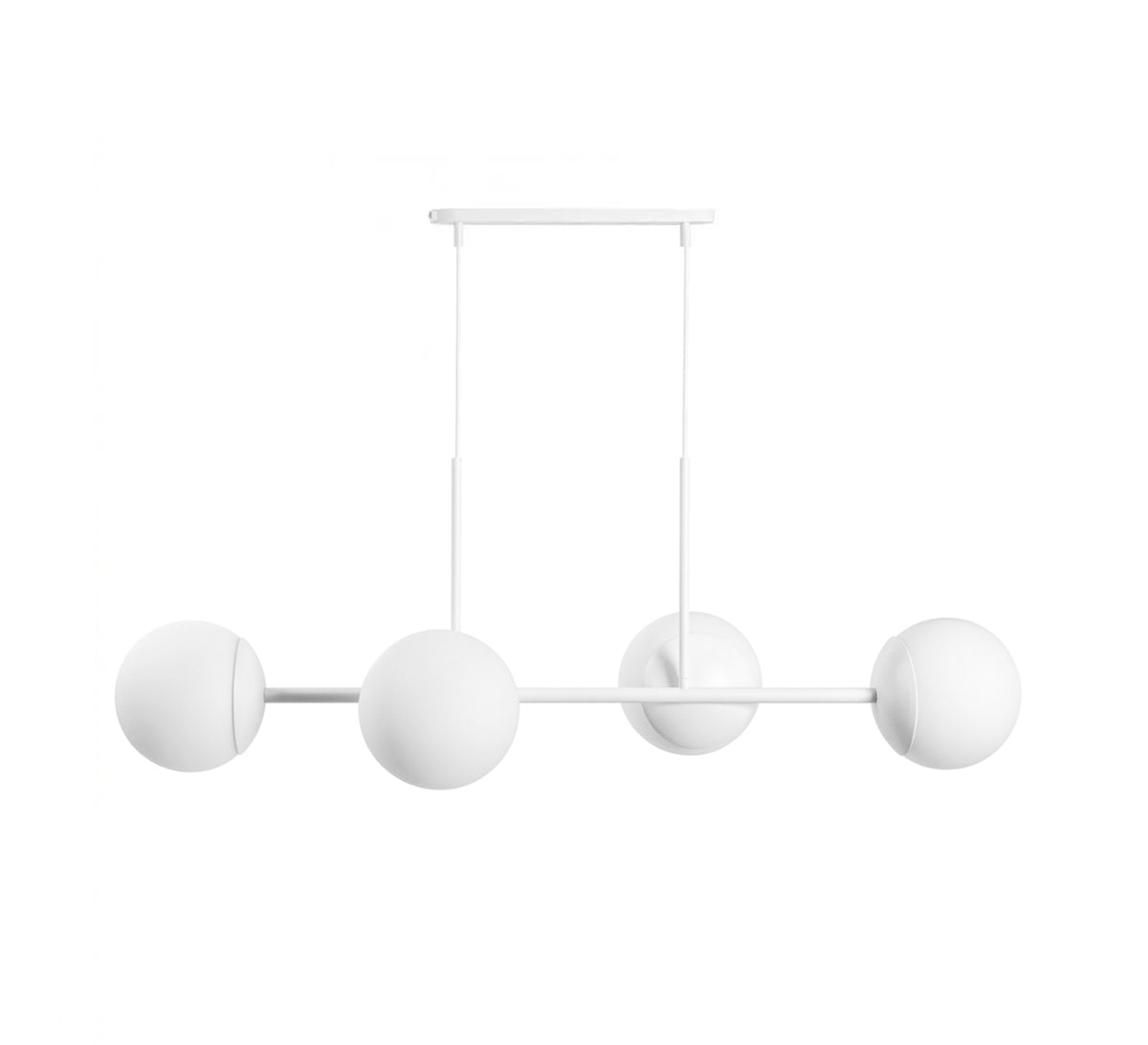 A chandelier offering lighting defined by minimalist simplicity and purity