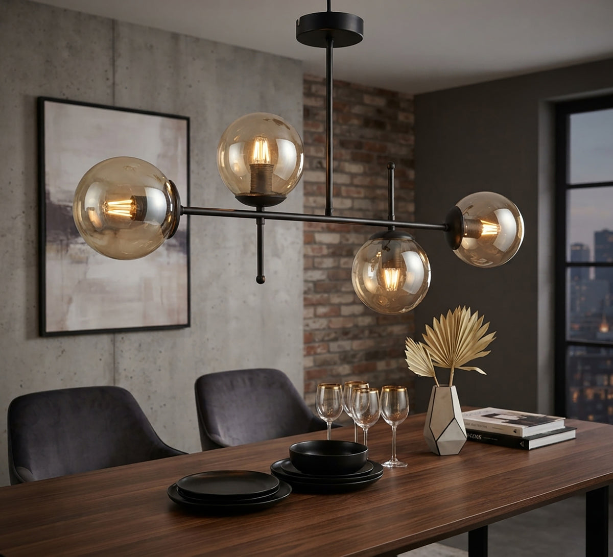 Horizontal lighting radiating warmth and modernity