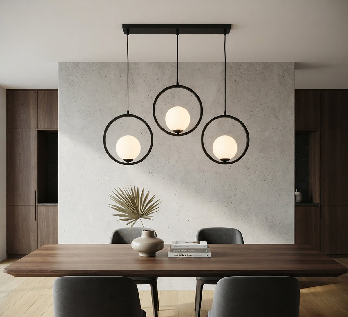 Circular horizontal lighting exuding elegance and purity