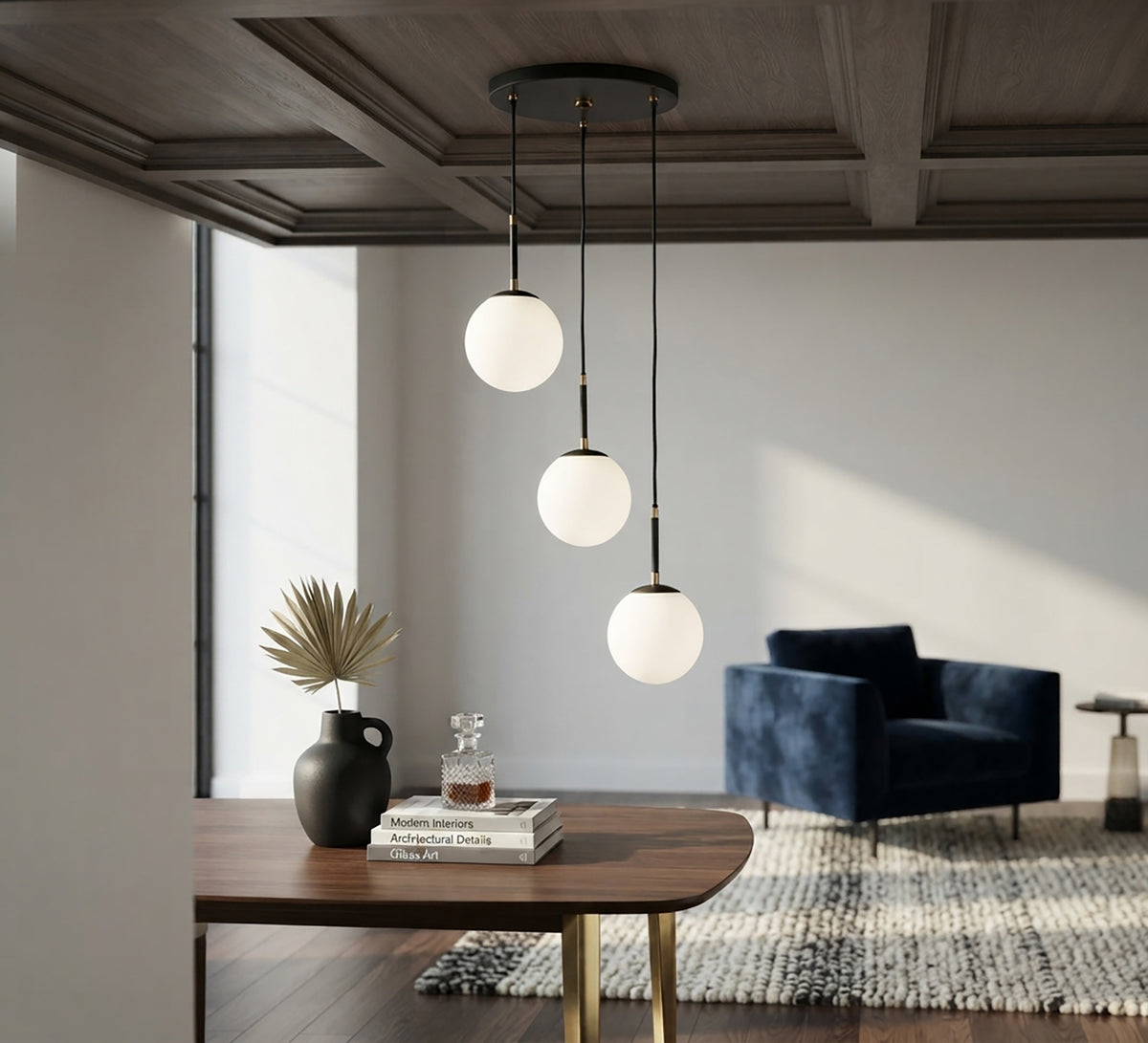 Graduated triple-light fixture exuding freshness and elegance