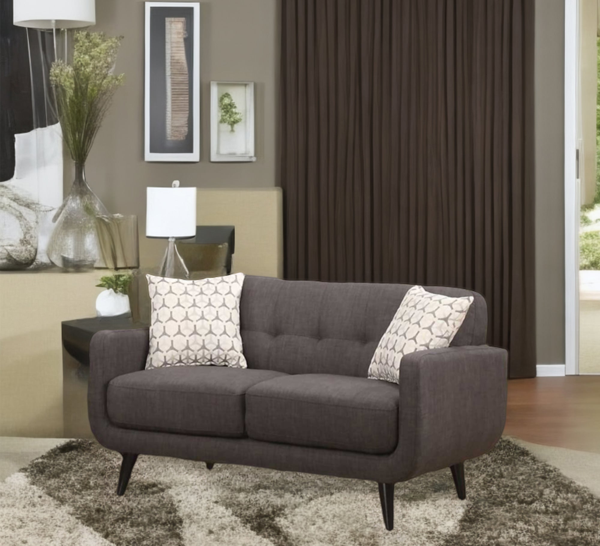 Dark grey double sofa