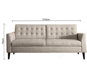 Beige triple sofa with high legs