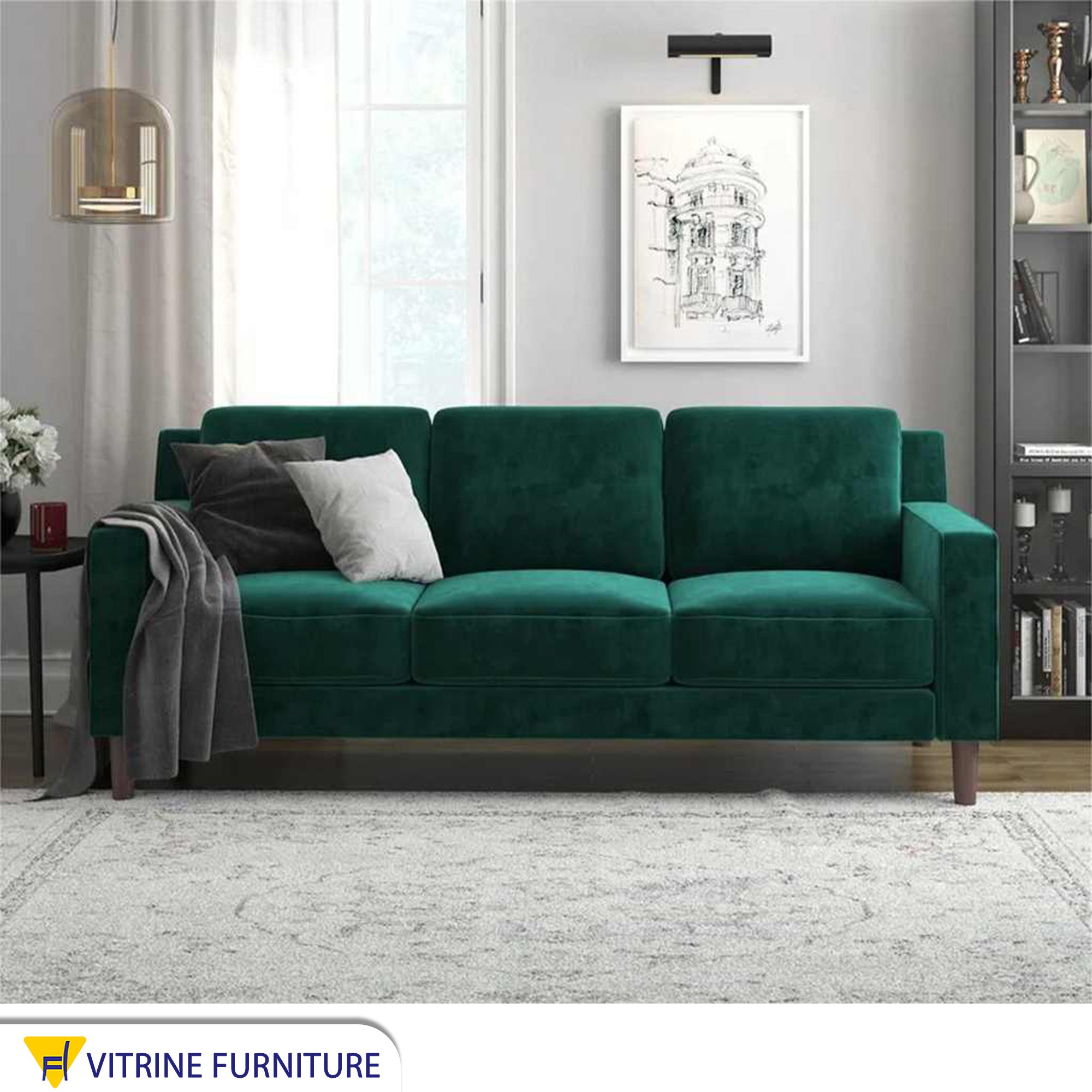 Green triple sofa