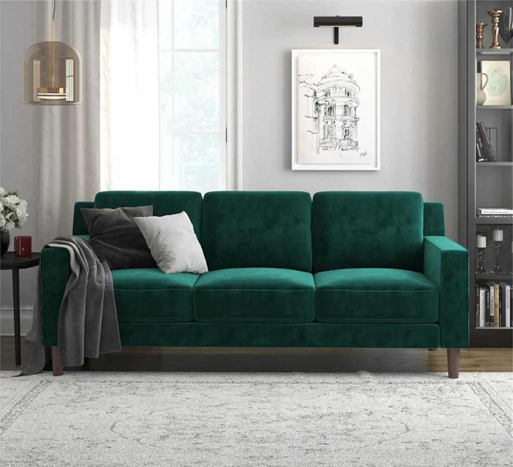 Green triple sofa