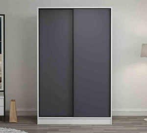 Wardrobe with 2 sliding doors white * grey