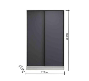 Wardrobe with 2 sliding doors white * grey