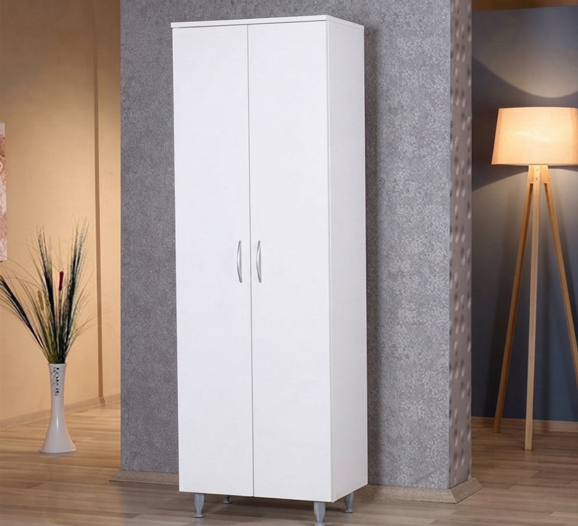 White Wardrobe with 2 hinged shutters