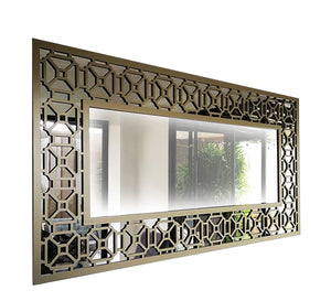 Mirror with a wide hollow wooden frame