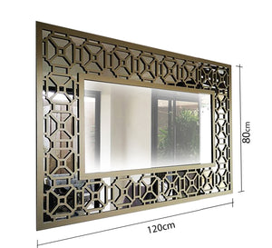 Mirror with a wide hollow wooden frame